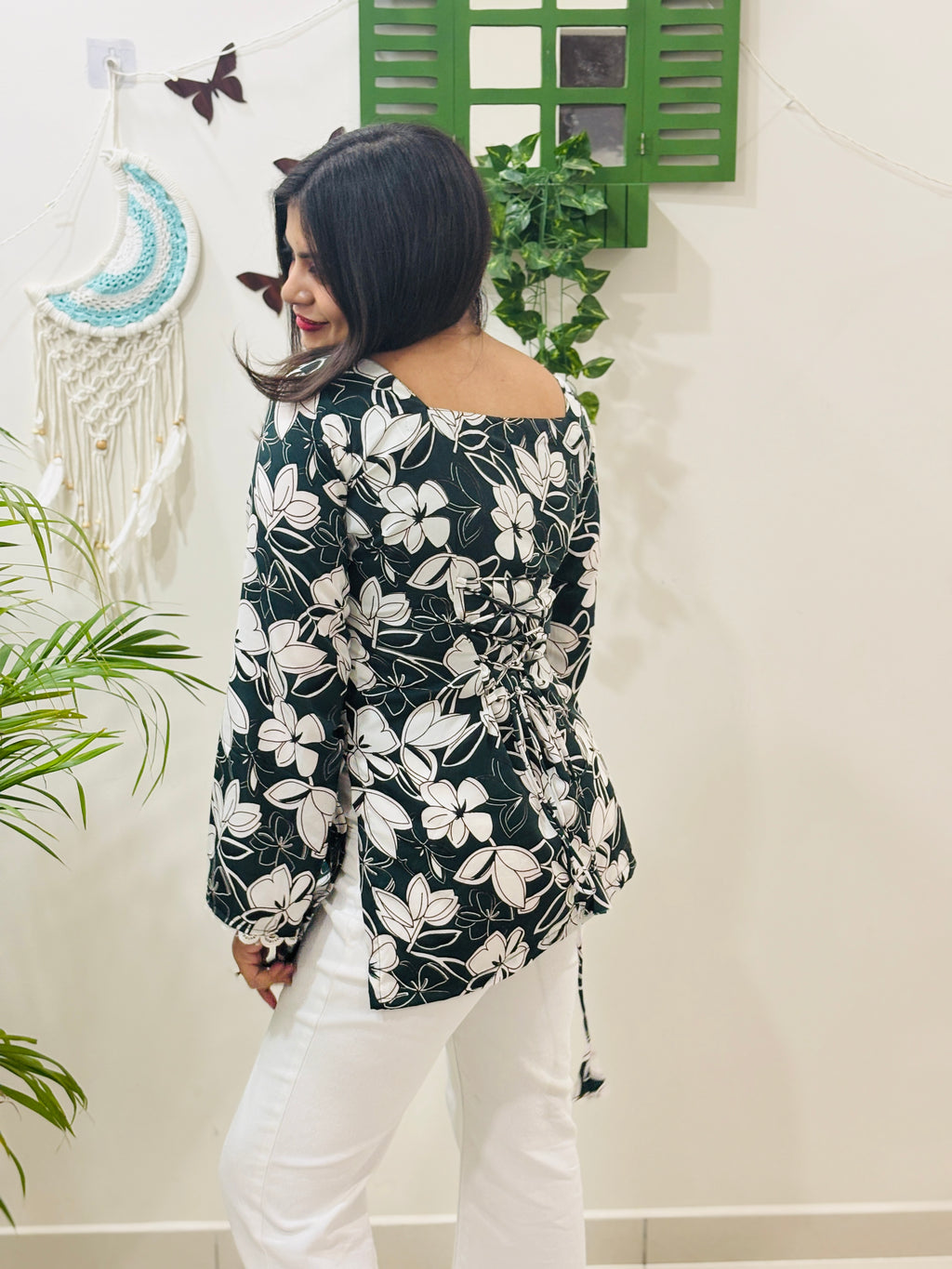 Emerald Bloom Corset Kurti