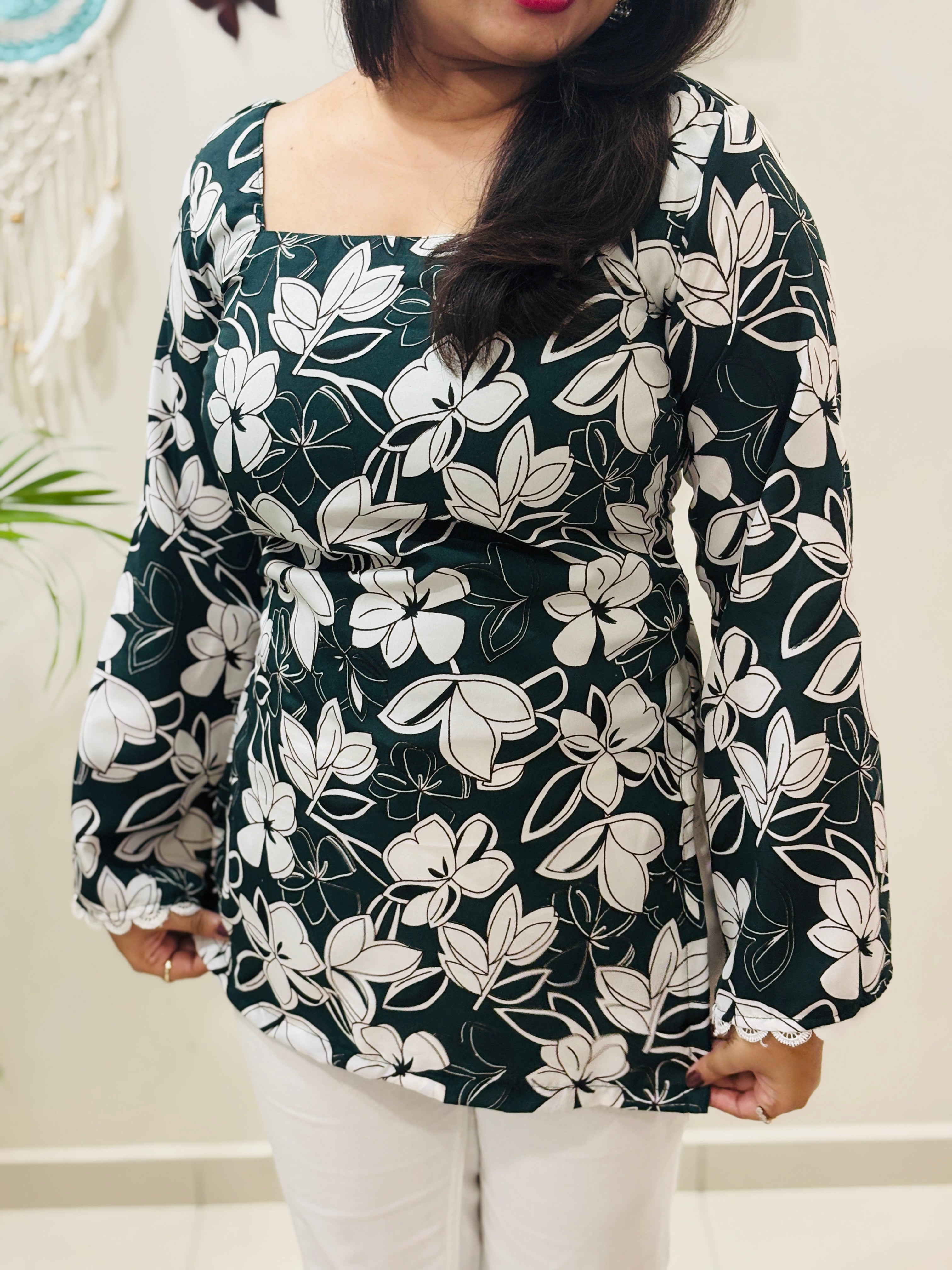 Emerald Bloom Corset Kurti