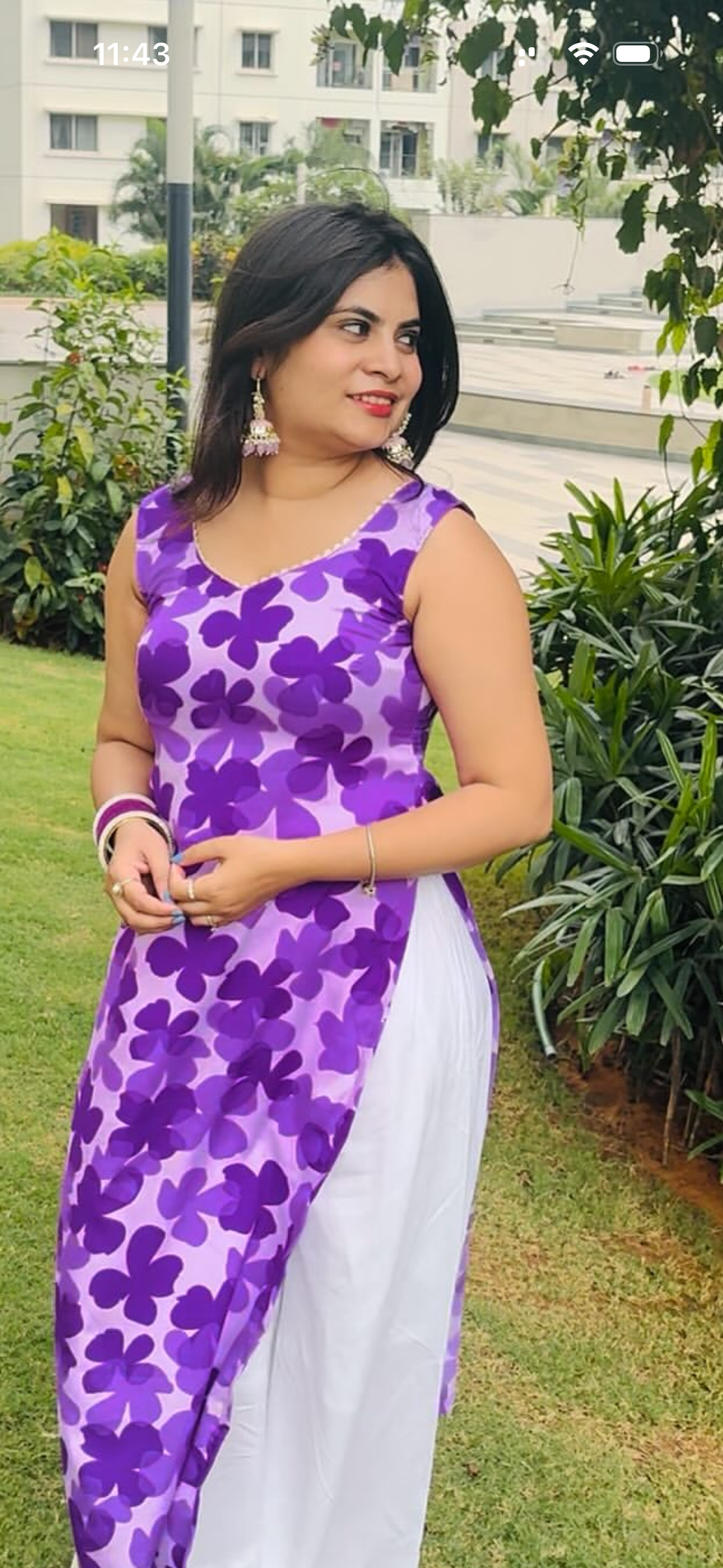 Lavender Bloom Coin-Back Kurti
