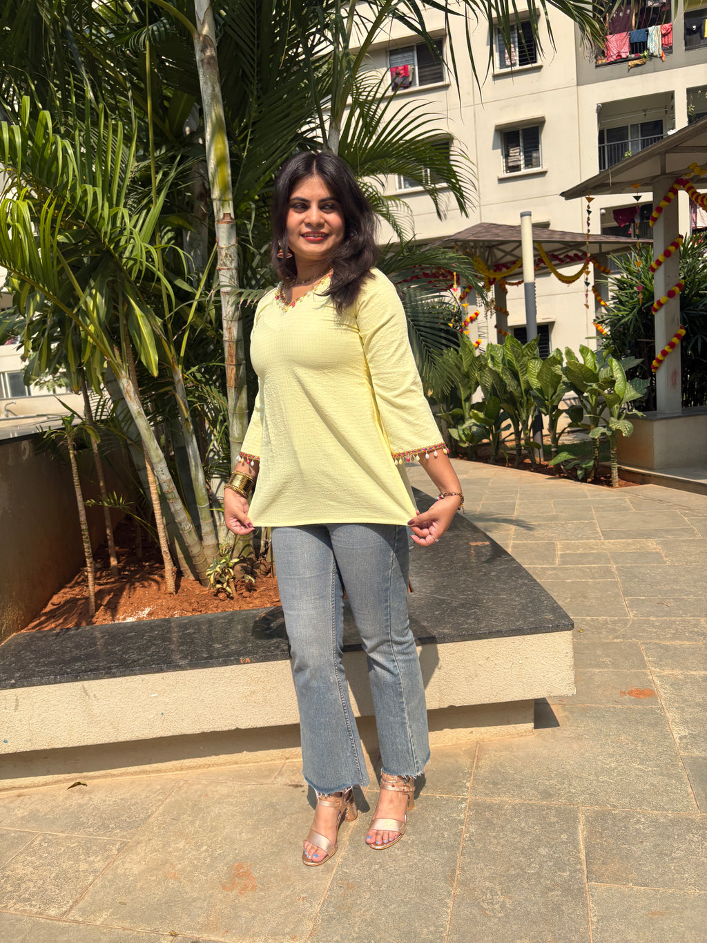 Sunlit Pearl Charm Kurti