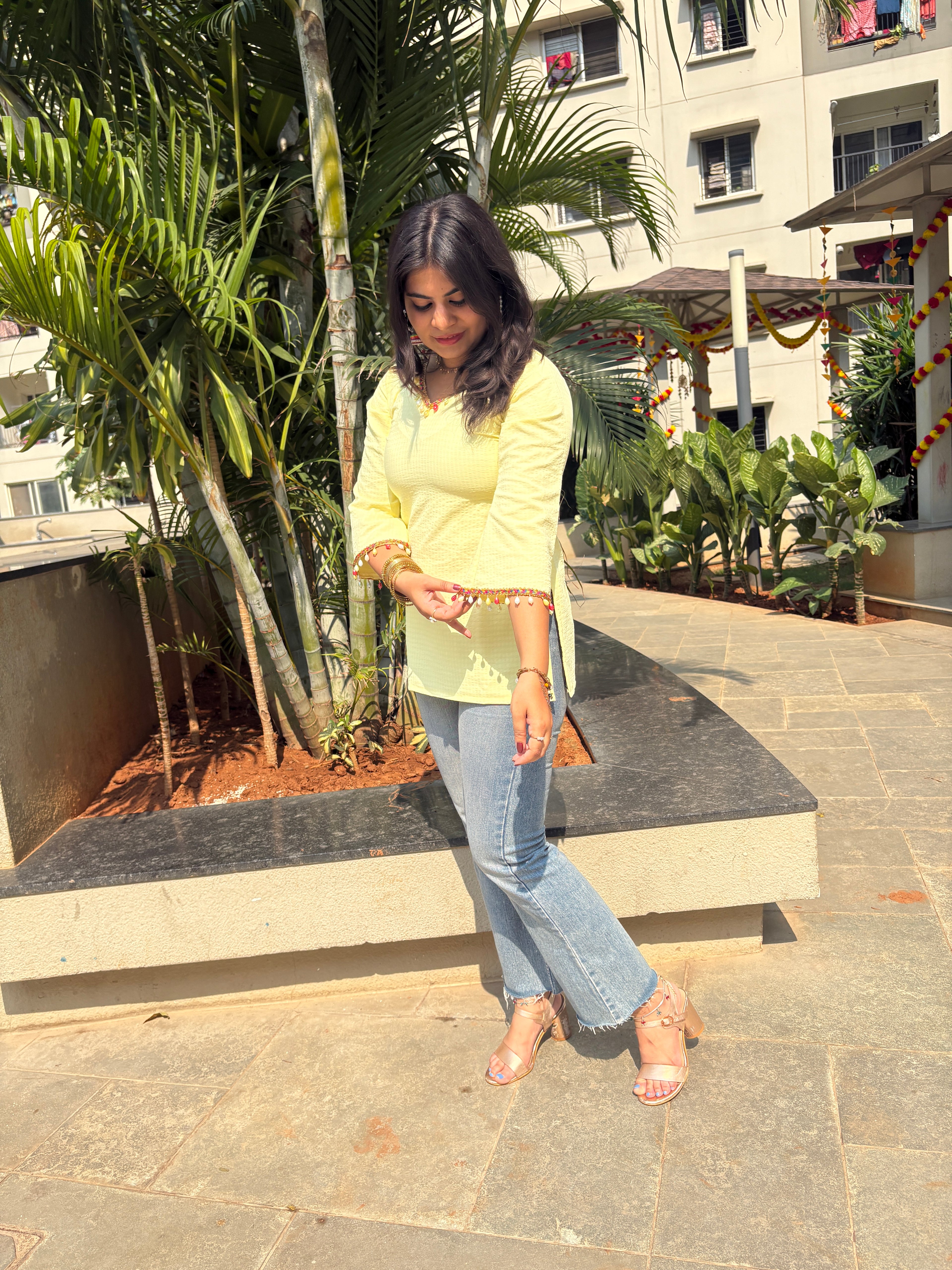 Sunlit Pearl Charm Kurti