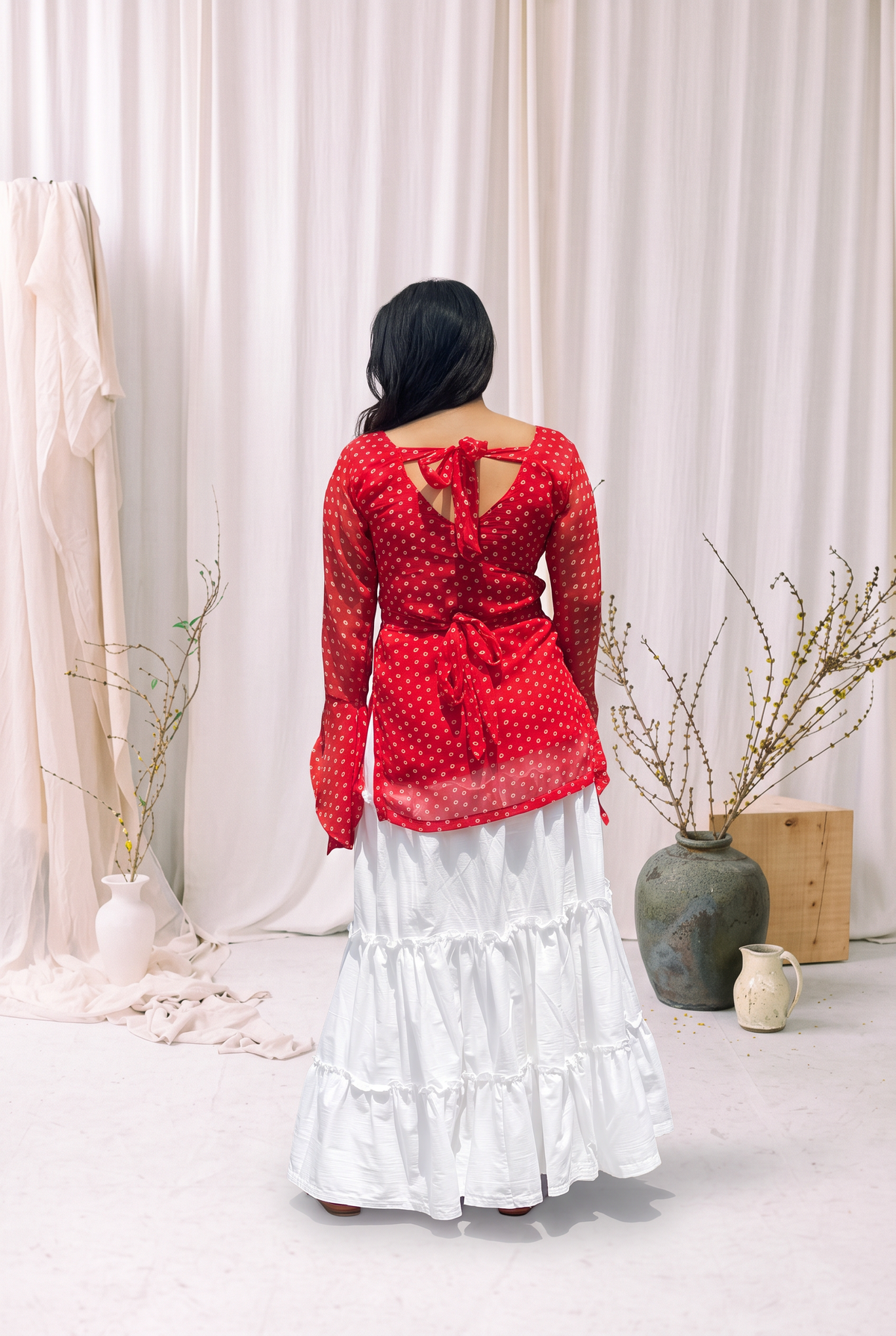 Sindoori Chauk Bandhani Kurti