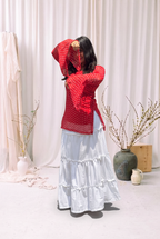 Sindoori Chauk Bandhani Kurti