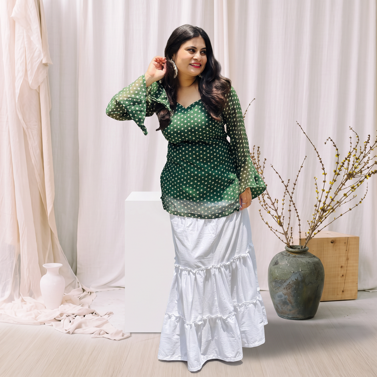 Bhuva Chauk Bandhani Kurti