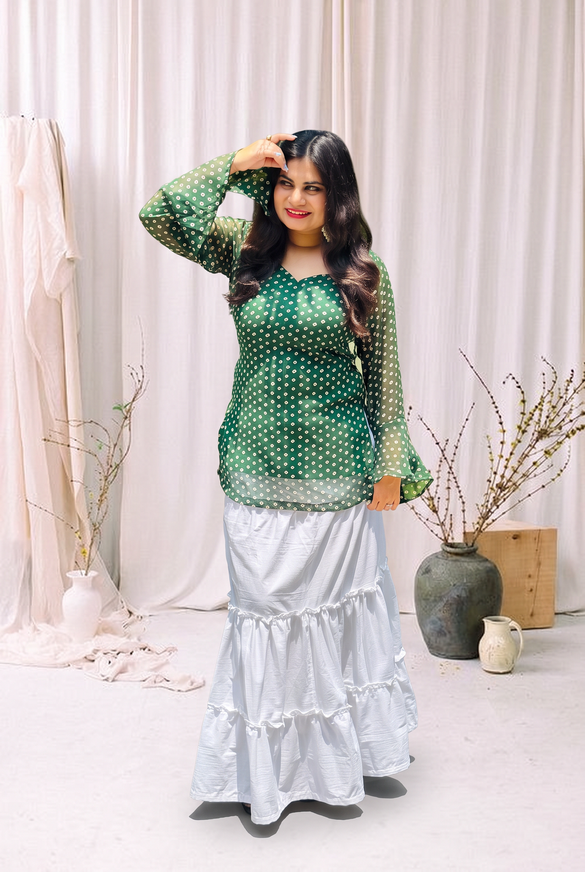 Bhuva Chauk Bandhani Kurti