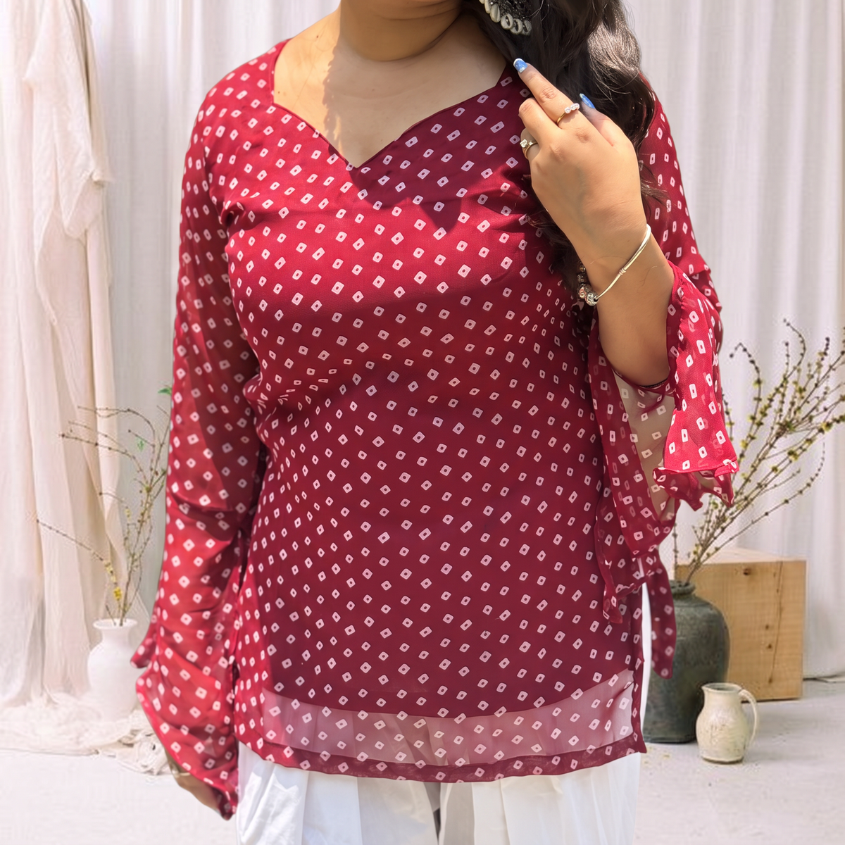 Reva Chauk Bandhani Kurti