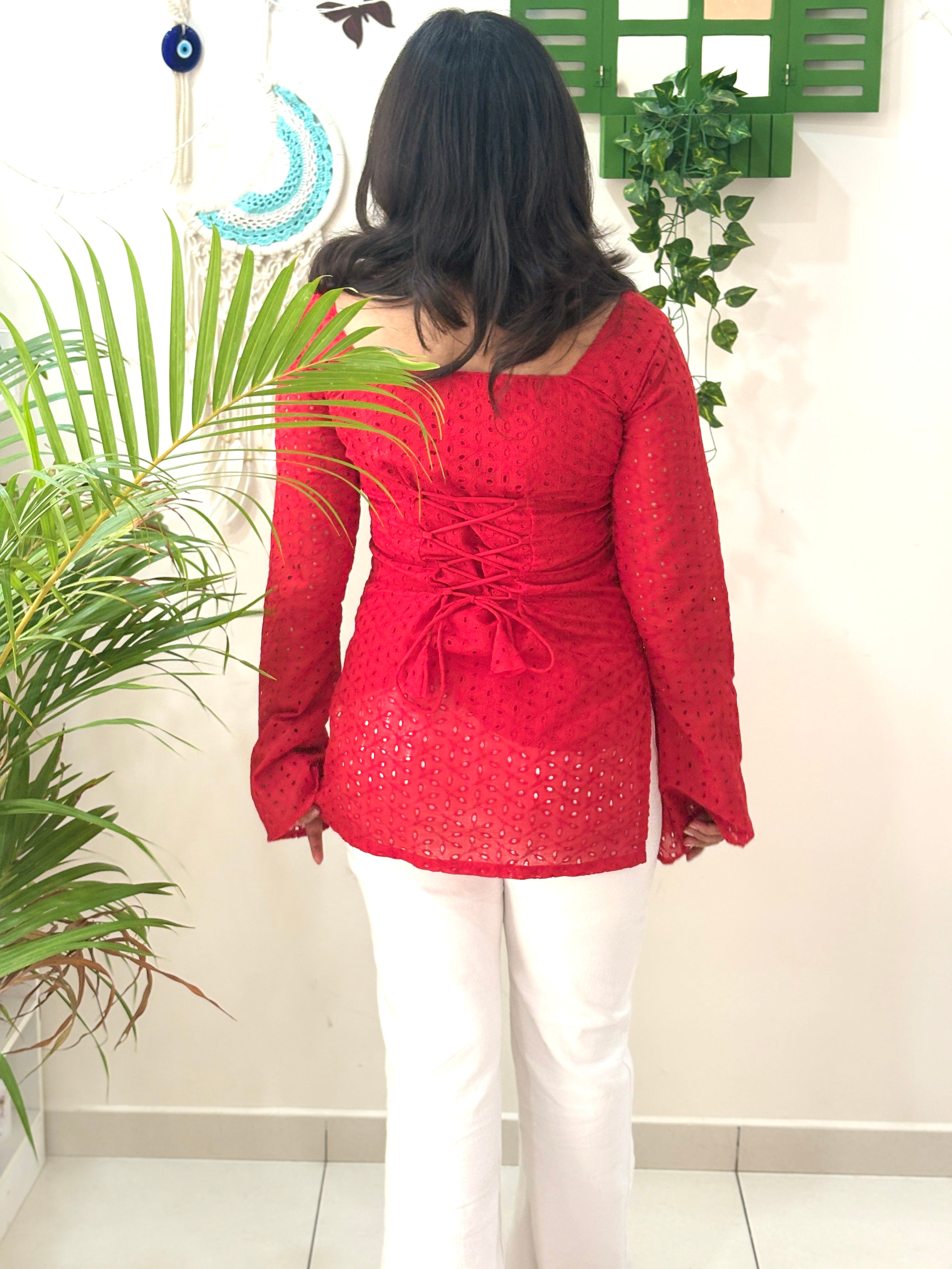 Hot Red Corset Kurti