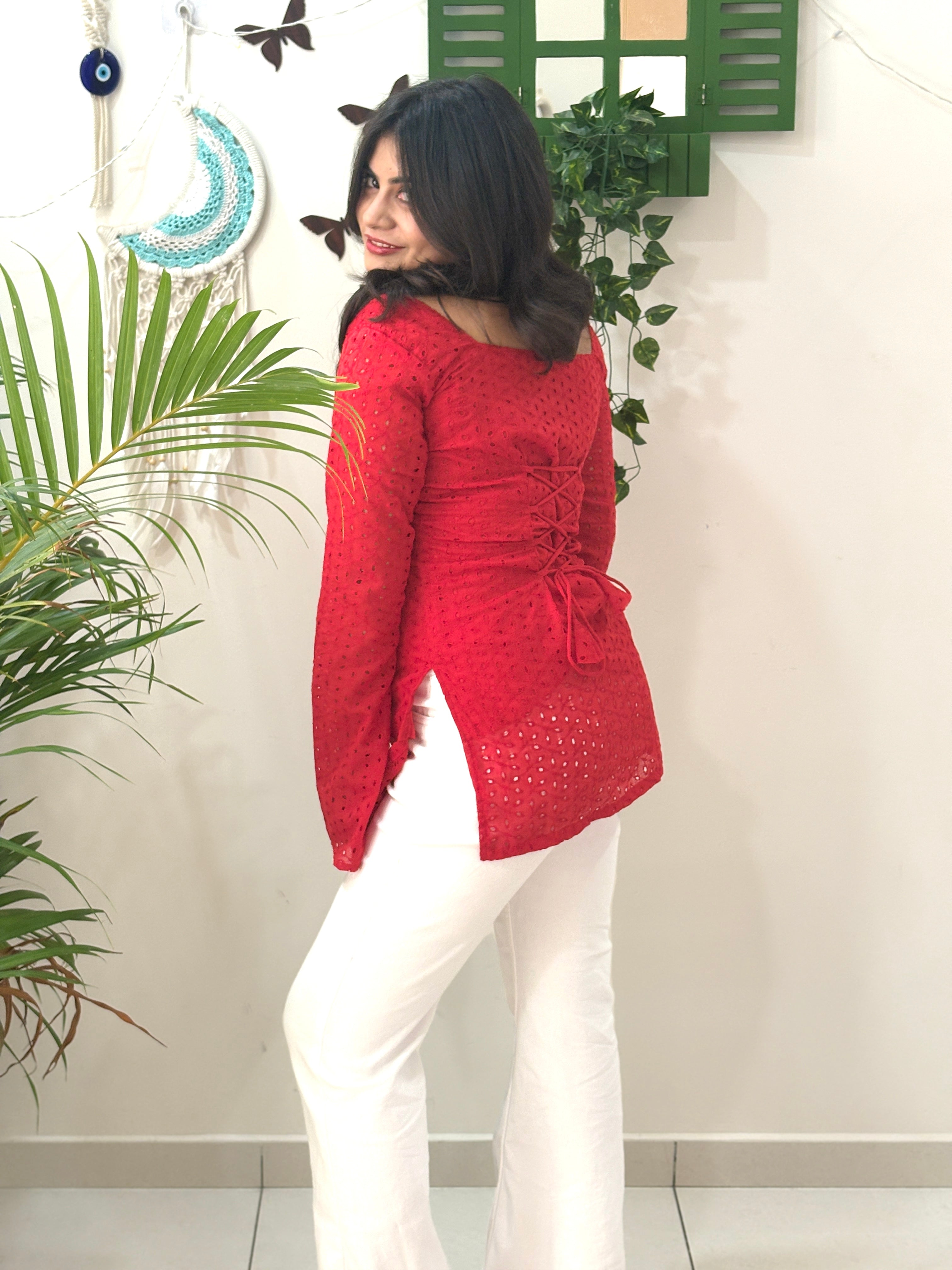 Hot Red Corset Kurti