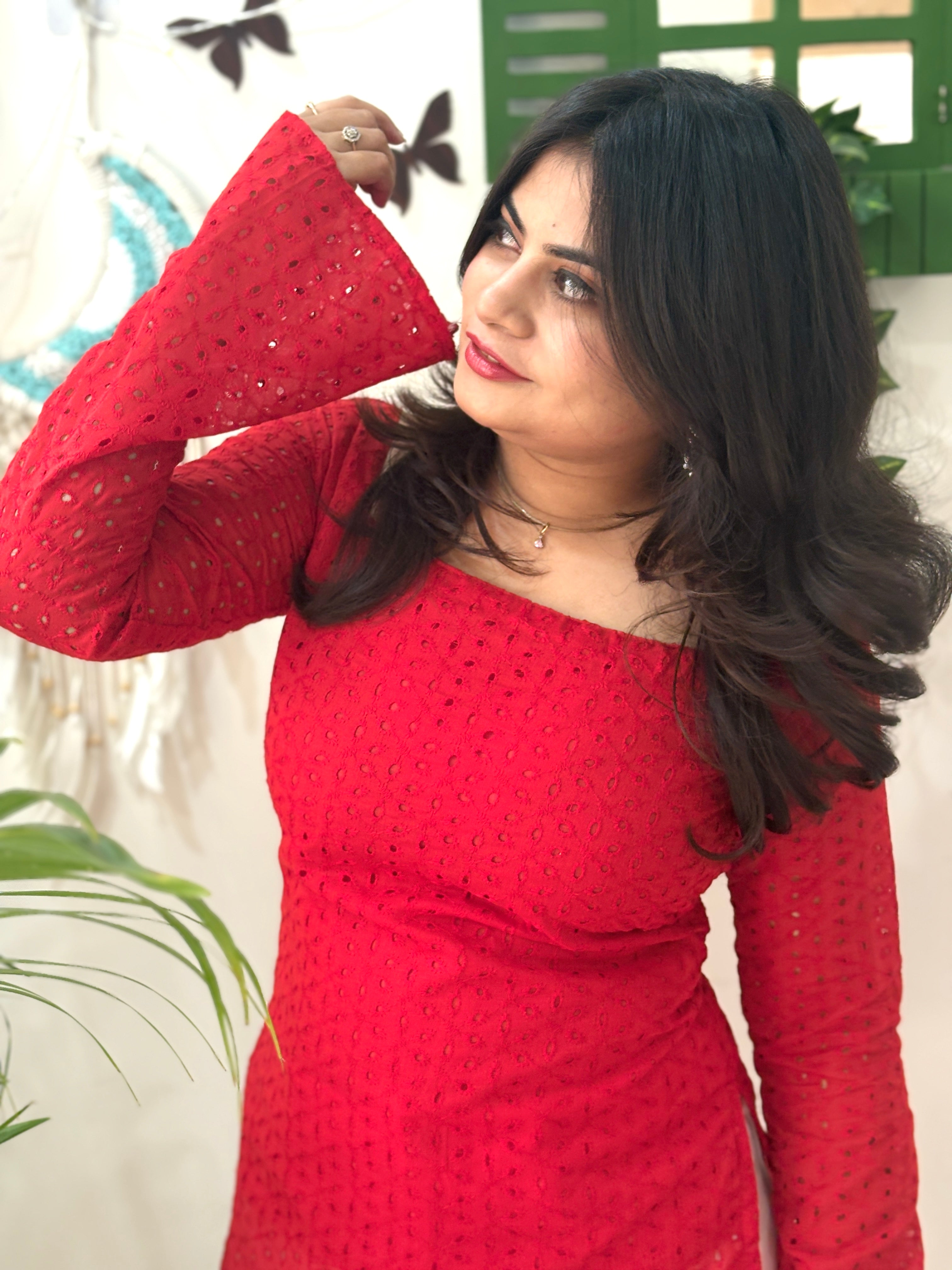 Hot Red Corset Kurti