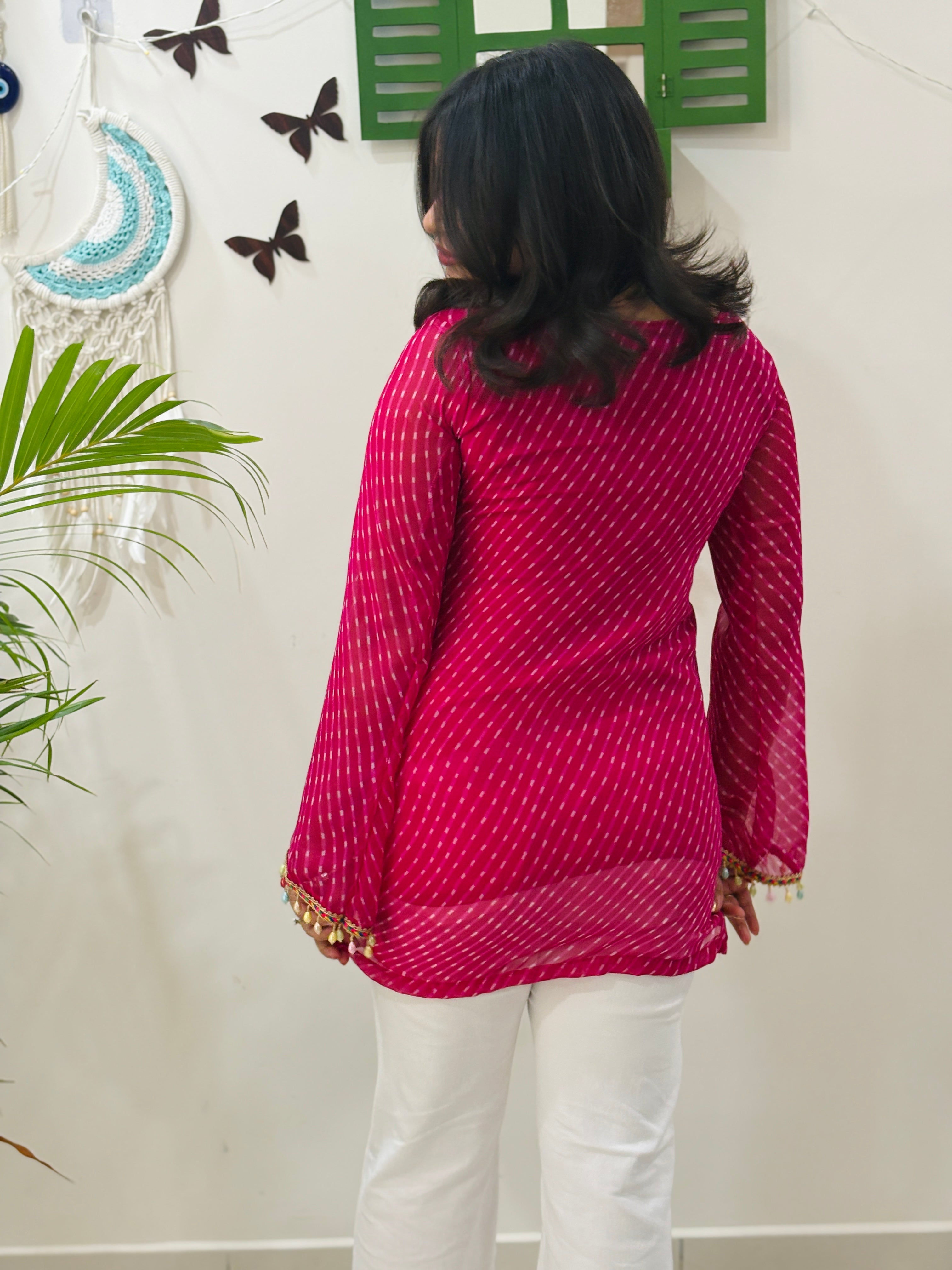 Pink Kota Doria Kurti