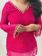 Pink Kota Doria Kurti