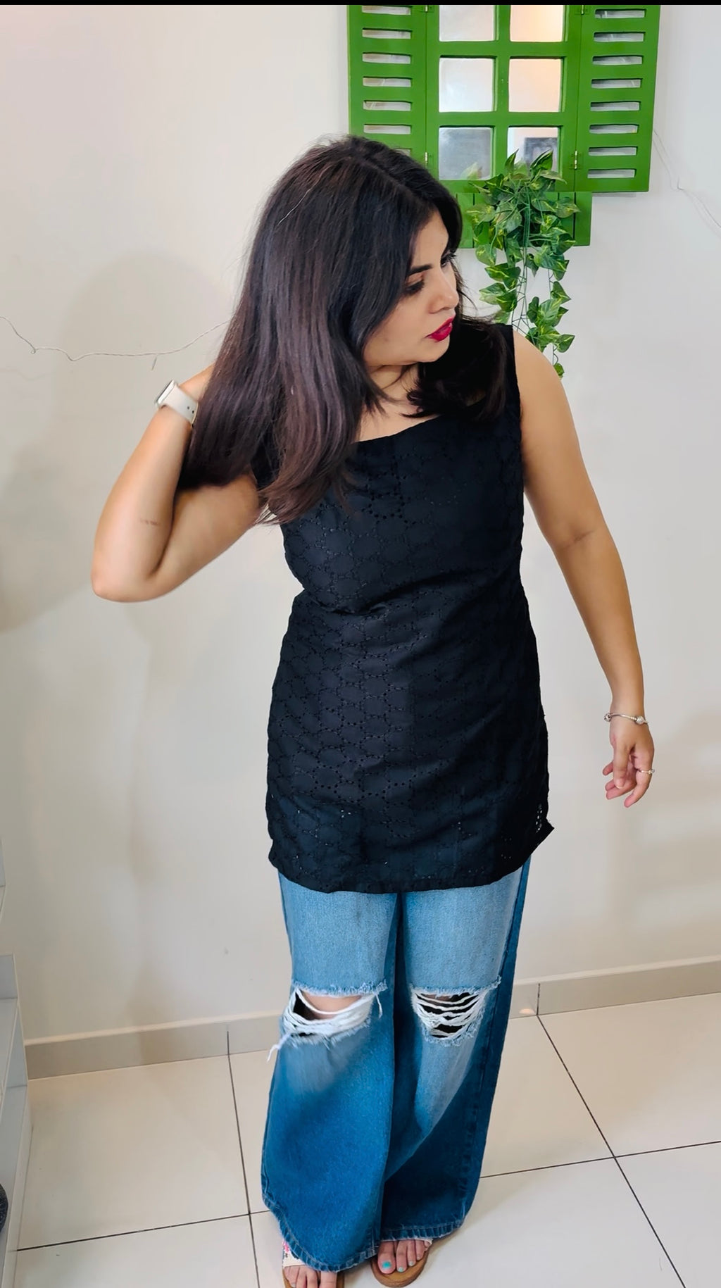 Midnight Black Backless Kurti