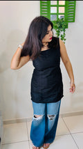 Midnight Black Backless Kurti