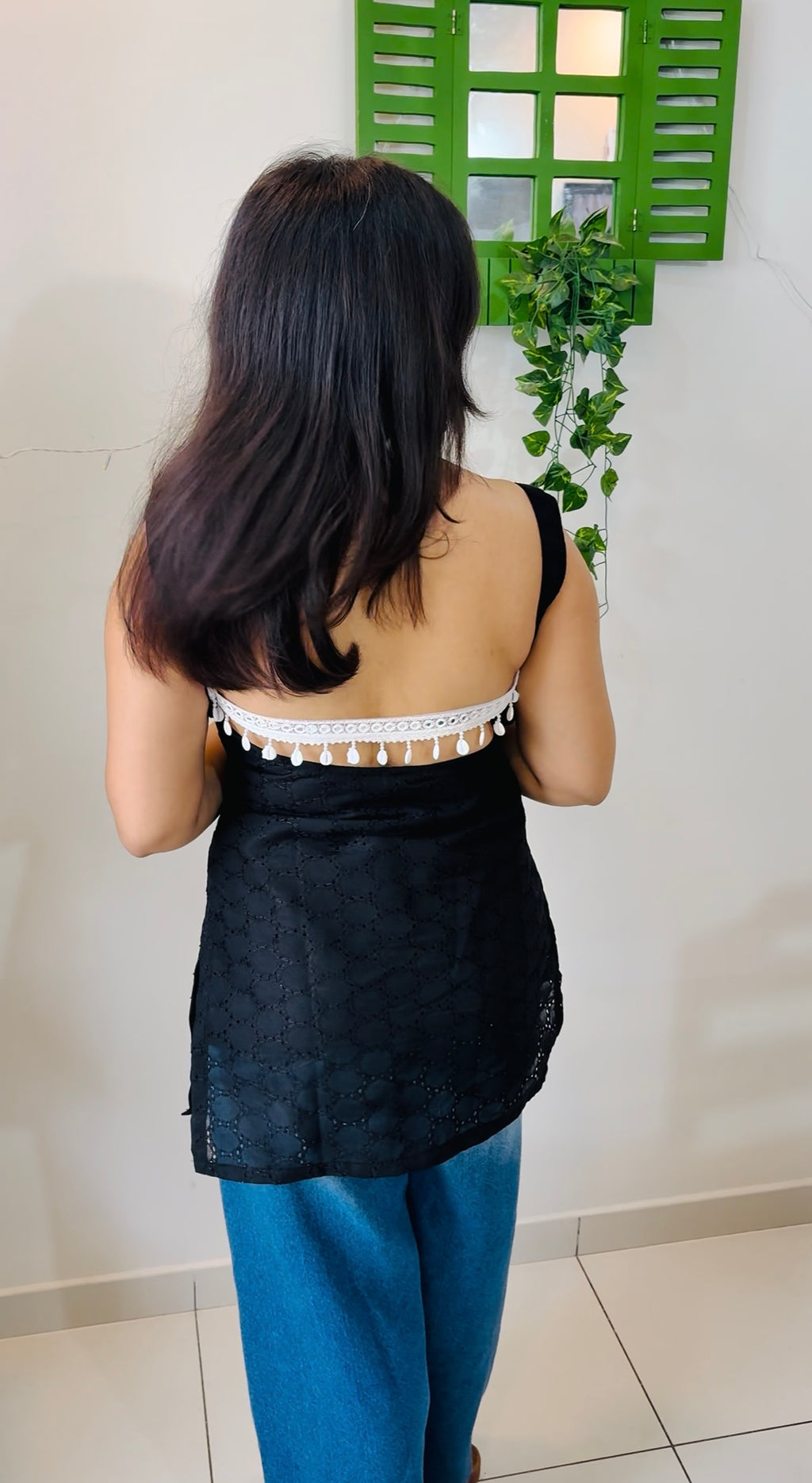 Midnight Black Backless Kurti