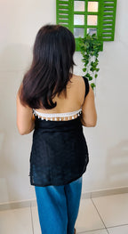 Midnight Black Backless Kurti