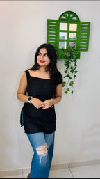 Midnight Black Backless Kurti
