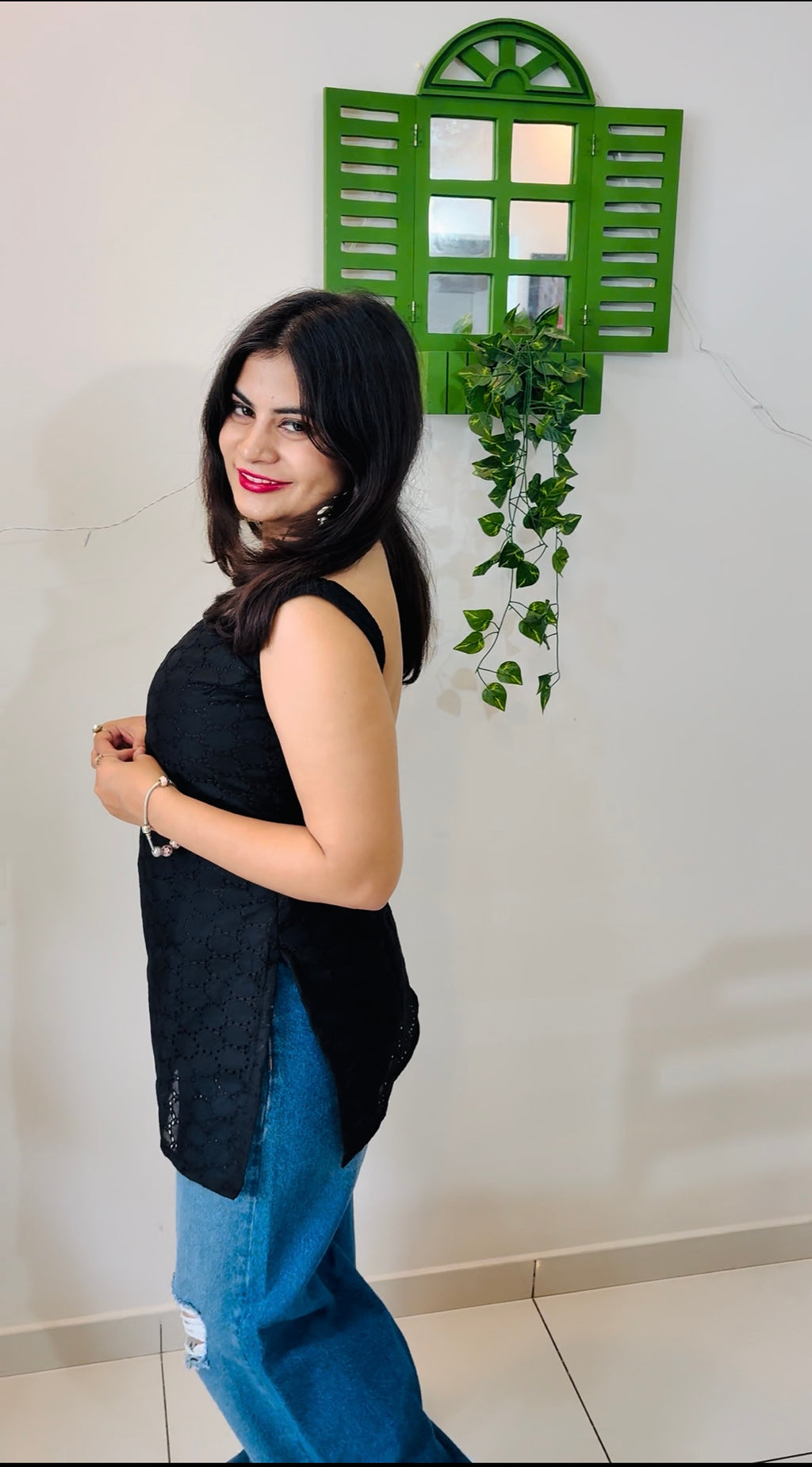 Midnight Black Backless Kurti