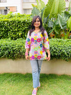 Mosaic Bloom Cotton Kurti