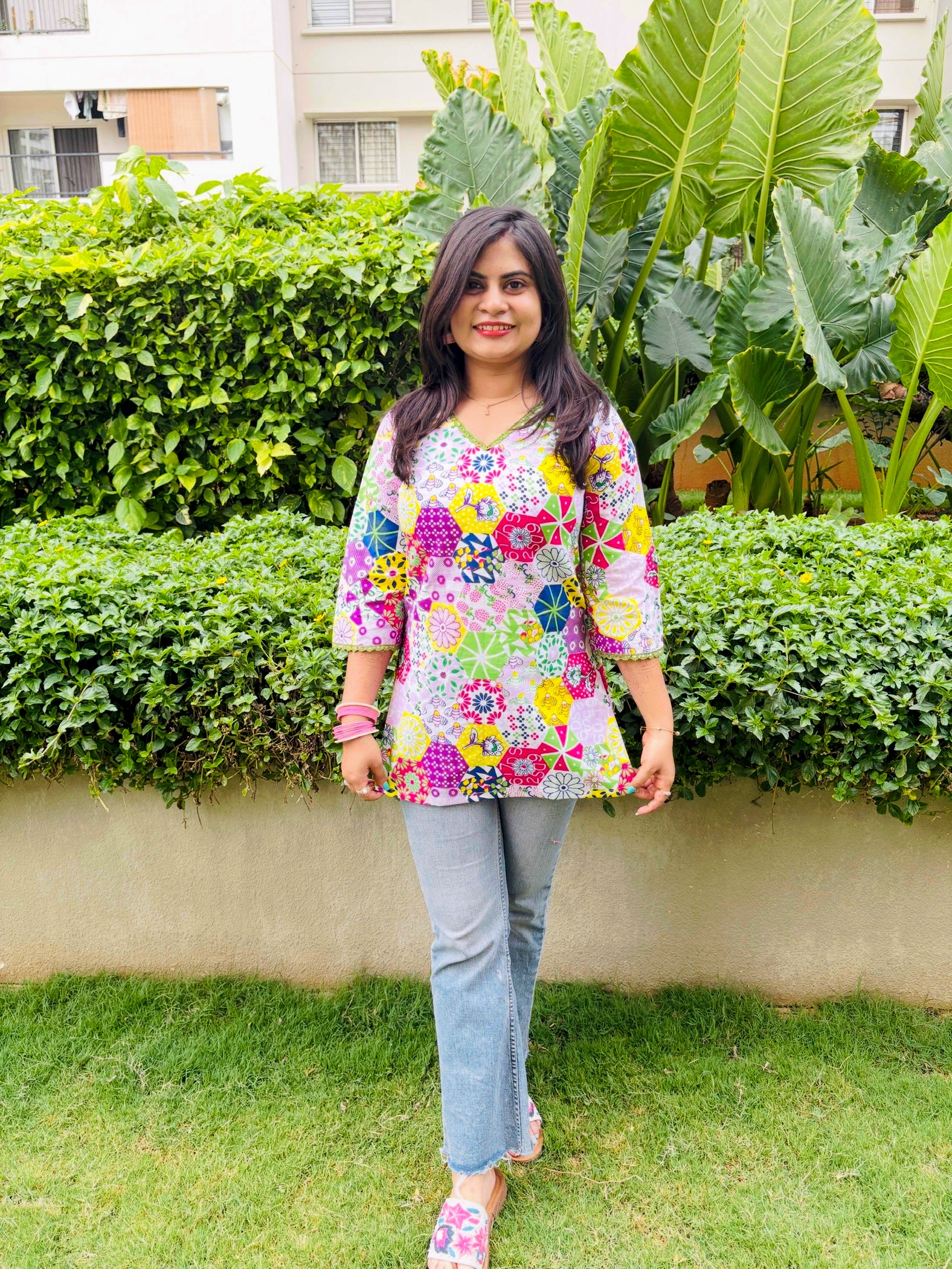 Mosaic Bloom Cotton Kurti