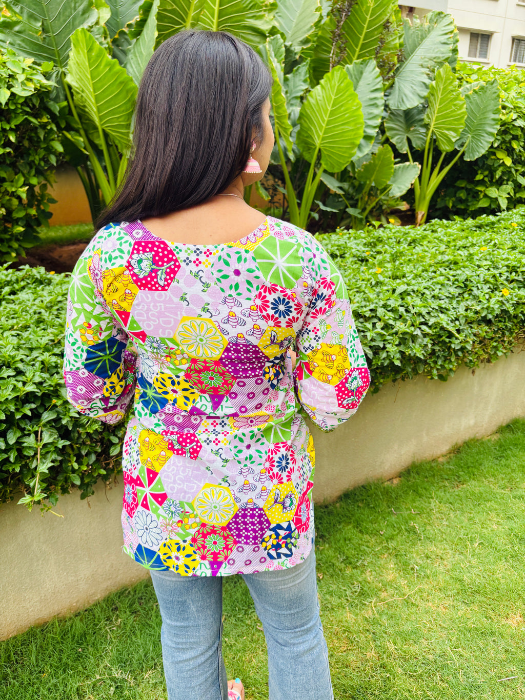 Mosaic Bloom Cotton Kurti