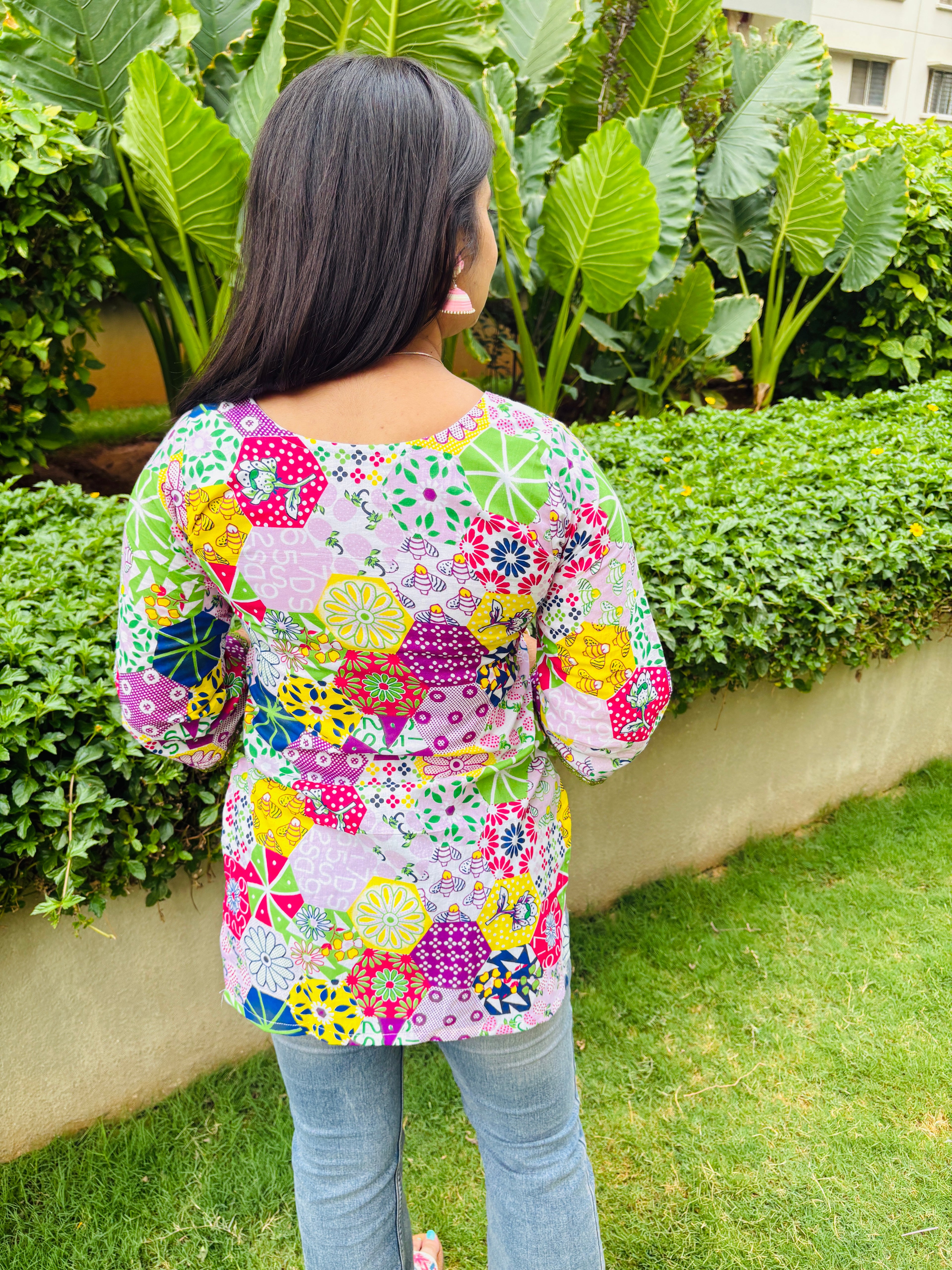 Mosaic Bloom Cotton Kurti