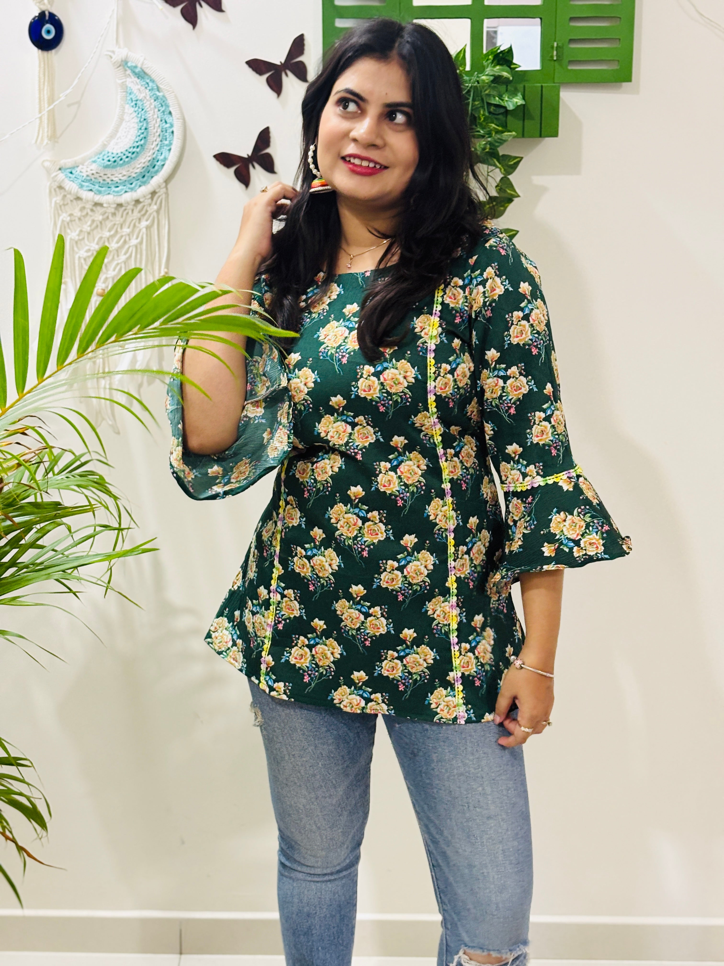 Emerald Bloom Office Kurti