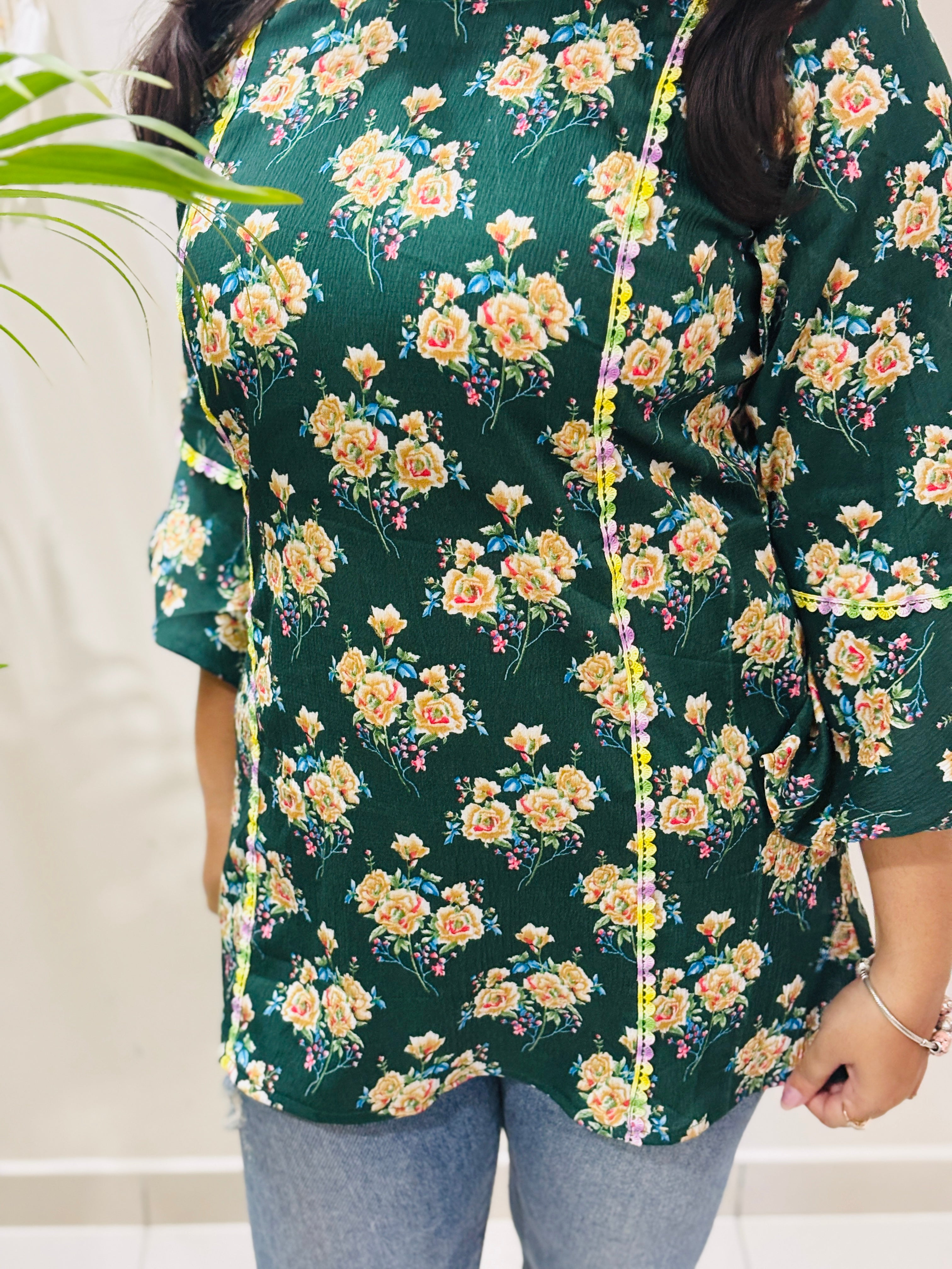 Emerald Bloom Office Kurti