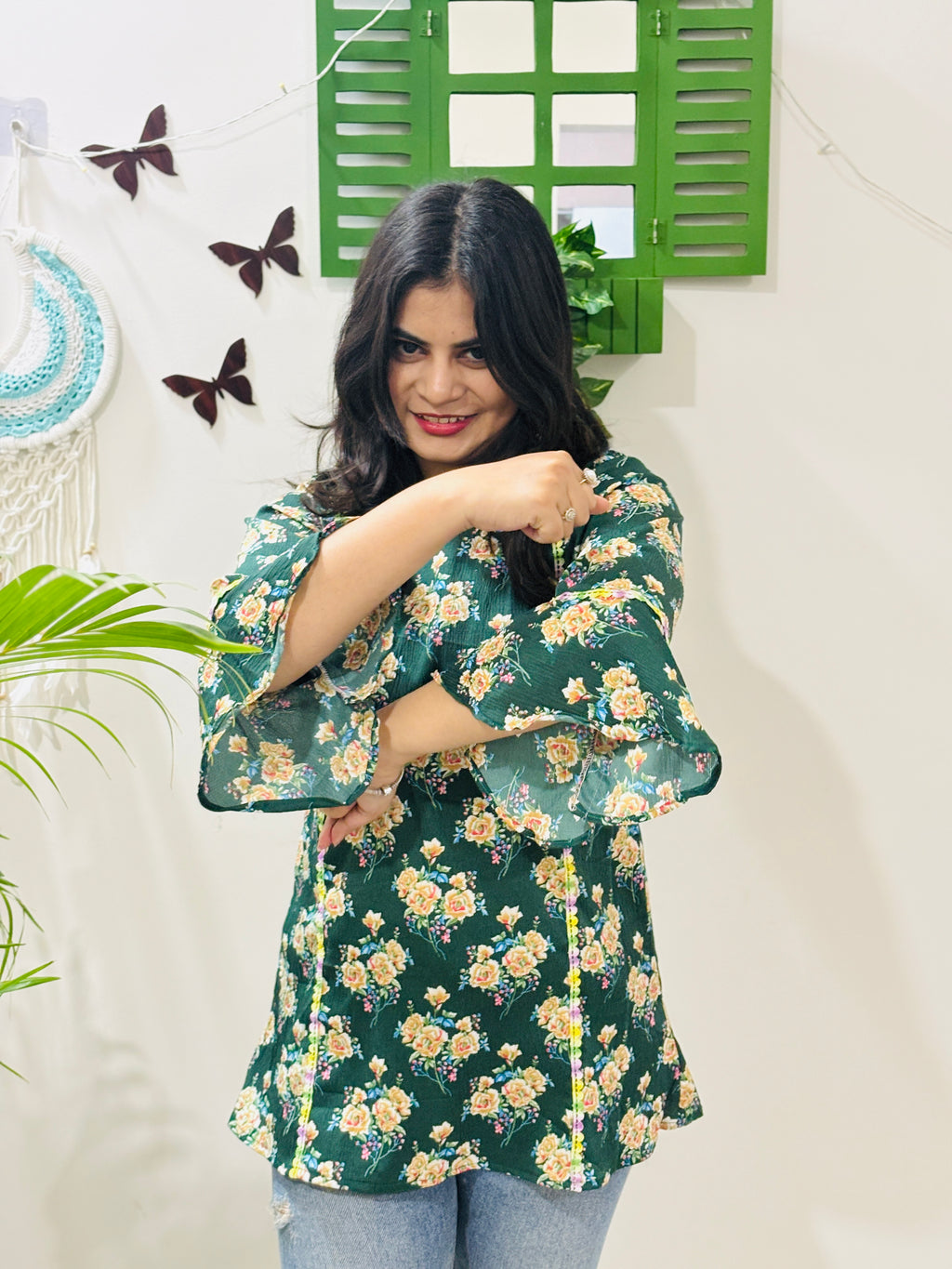 Emerald Bloom Office Kurti