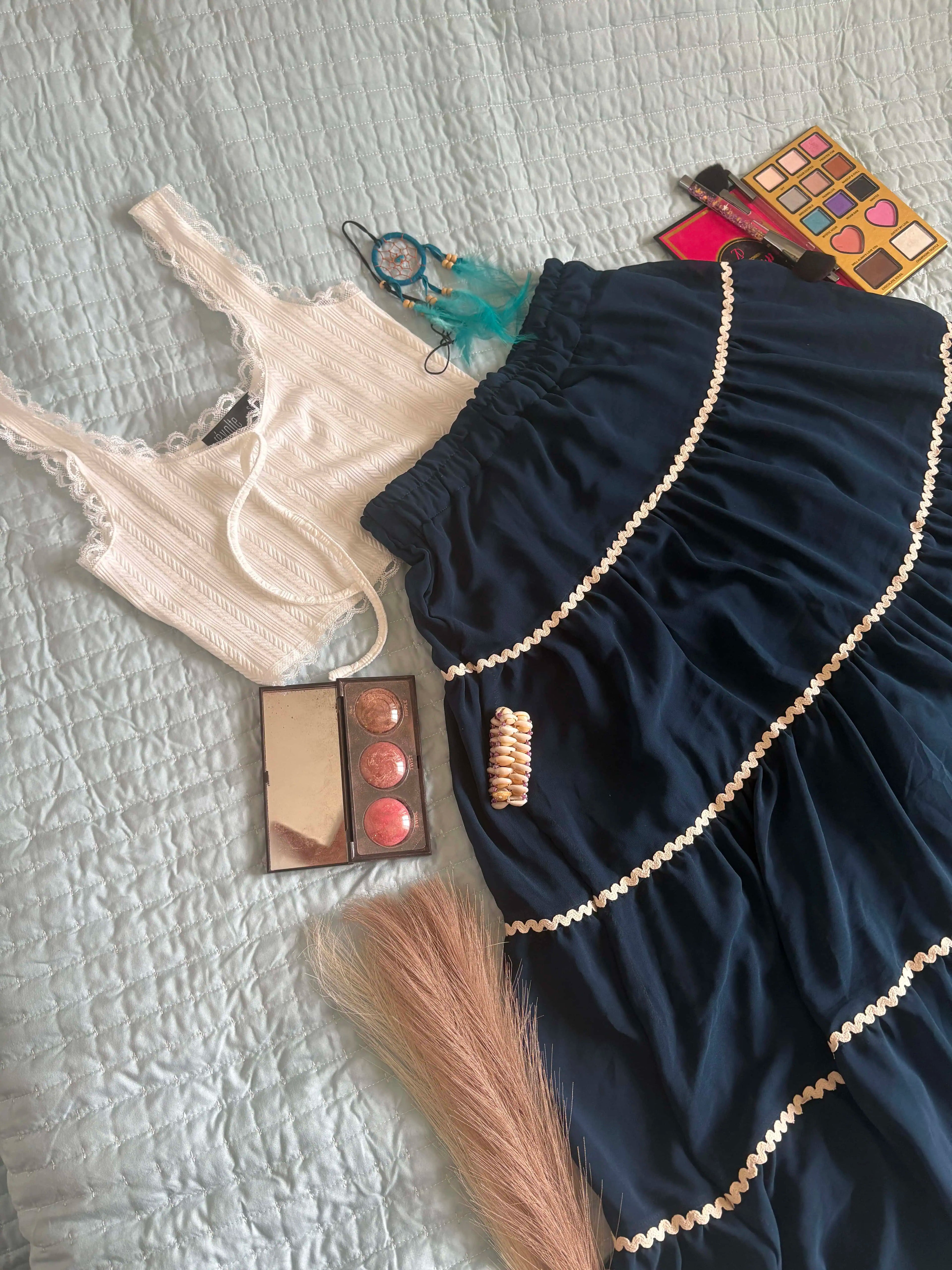 Tiered Blue Georgette Skirt