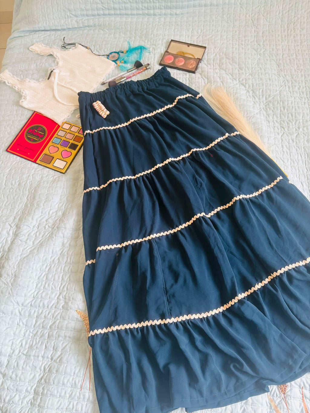 Tiered Blue Georgette Skirt