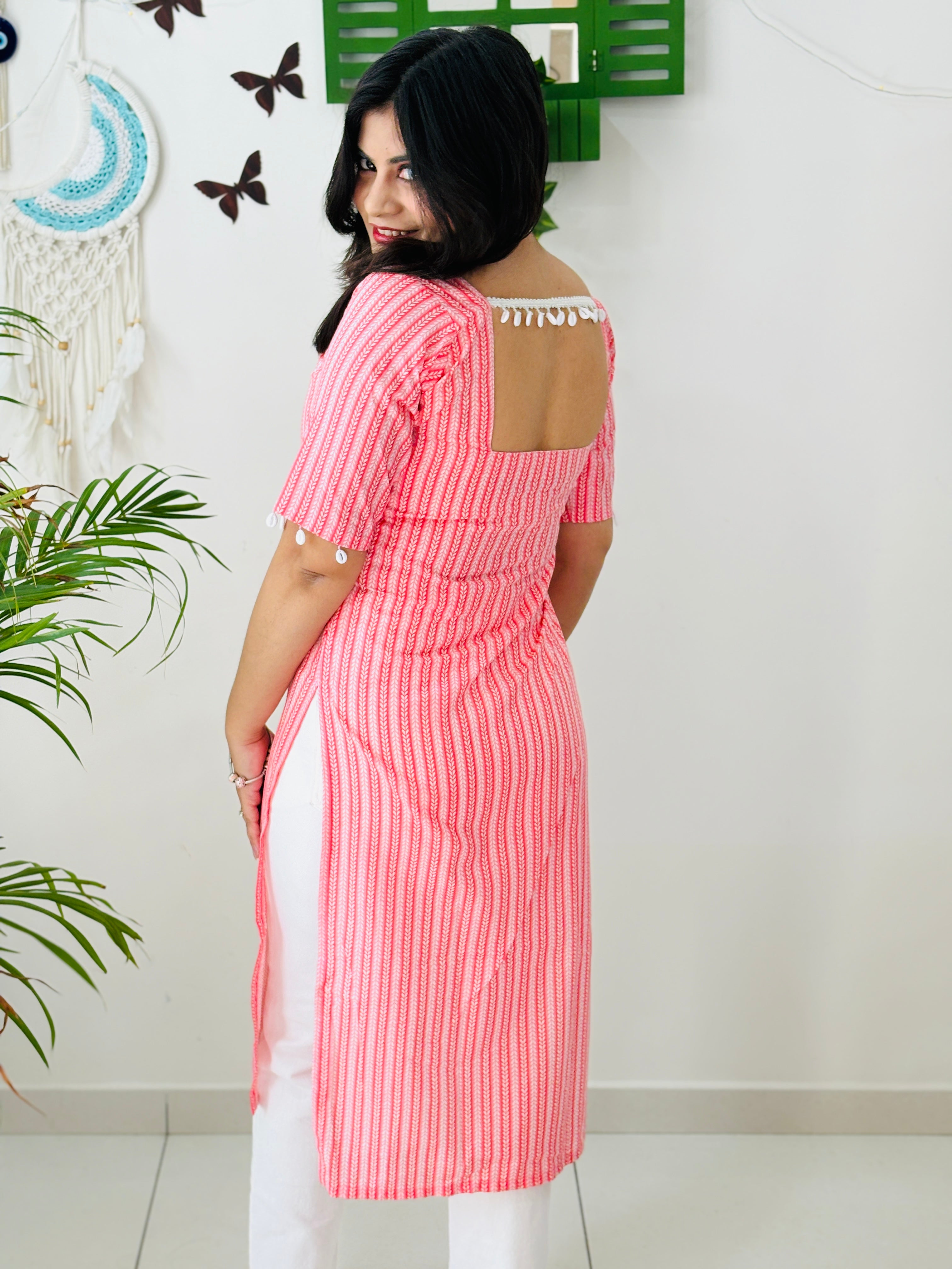 Coral Whisper Office Kurta