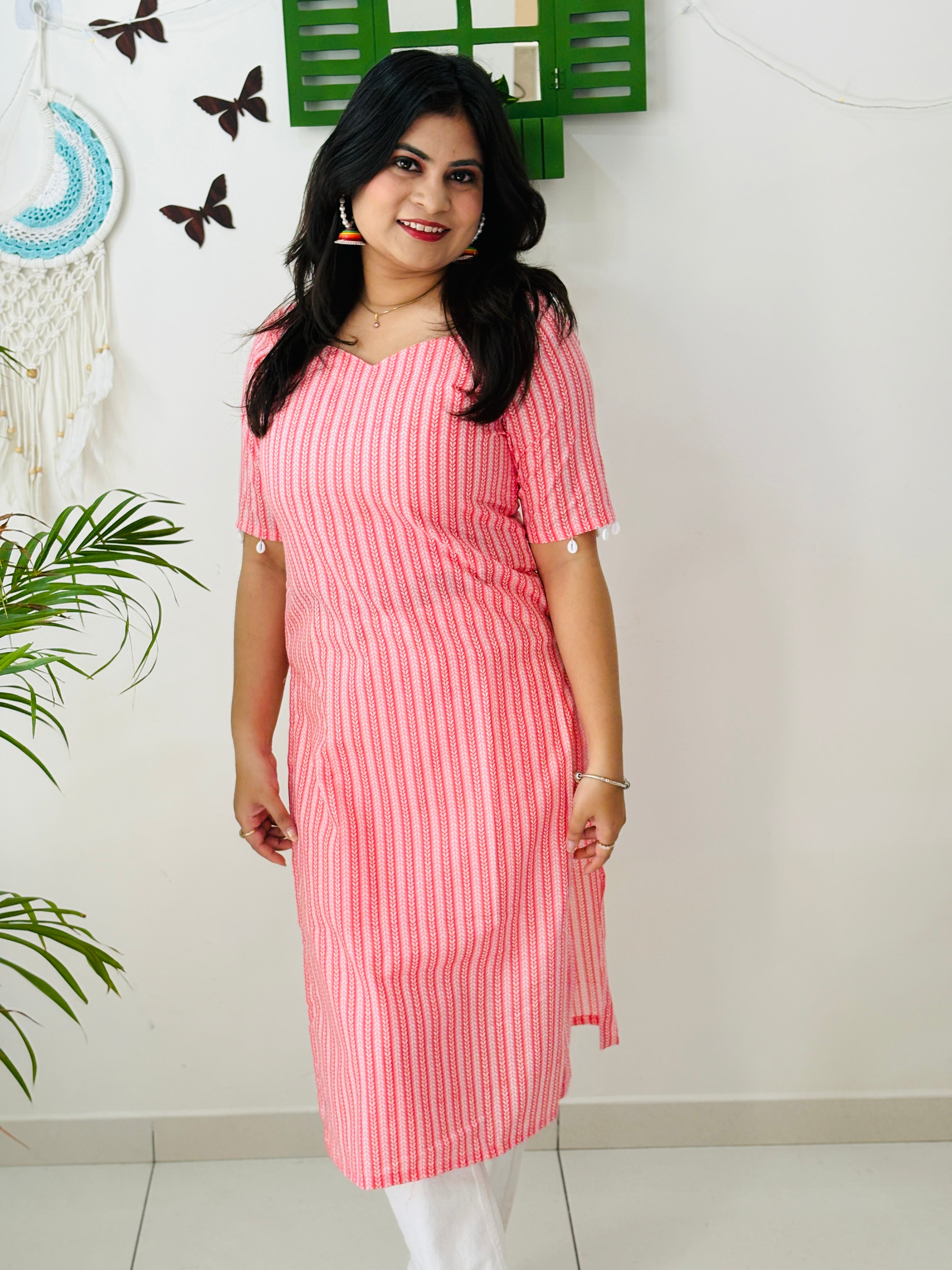 Coral Whisper Office Kurta