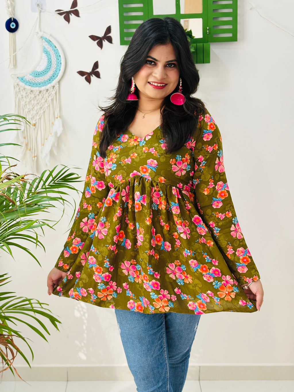 Olive Bloom Alia Cut Kurti