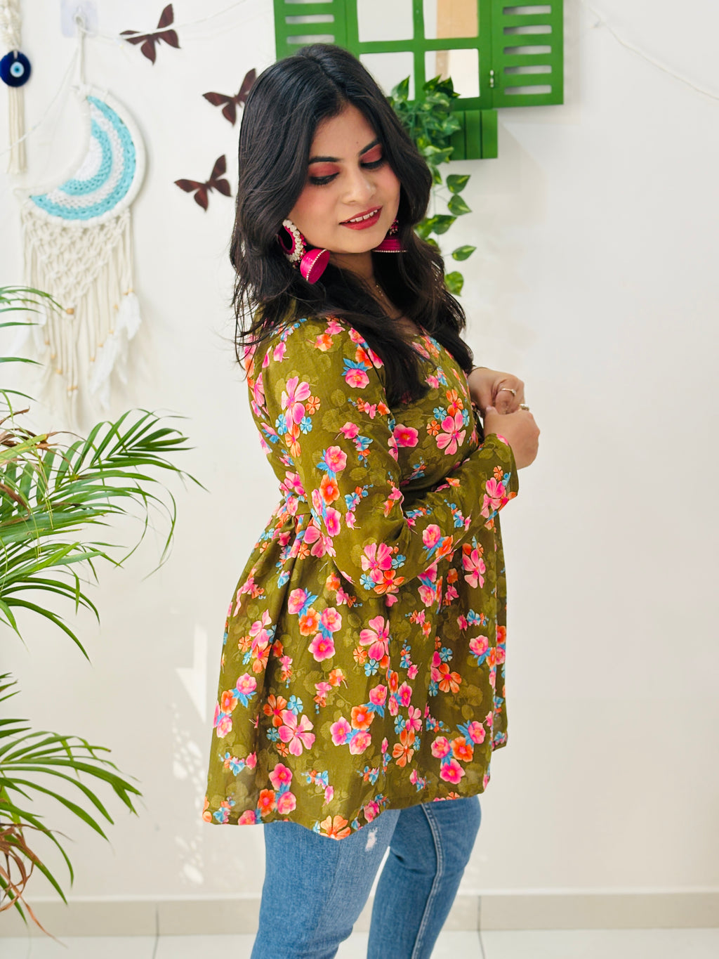 Olive Bloom Alia Cut Kurti