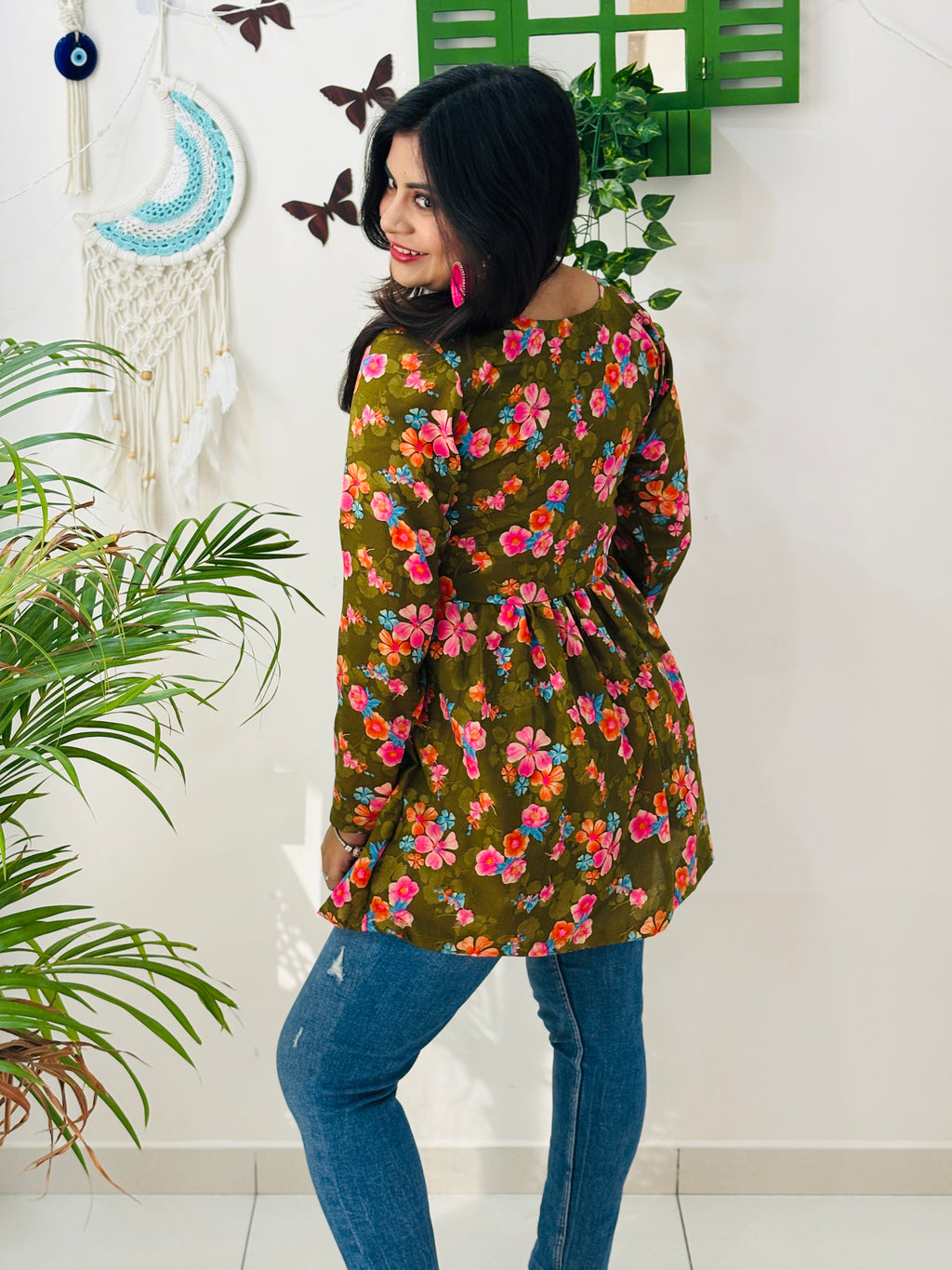 Olive Bloom Alia Cut Kurti