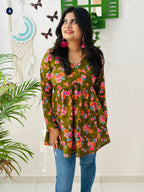 Olive Bloom Alia Cut Kurti