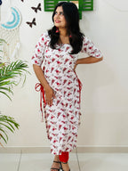 Red Bloom Office Kurta Set