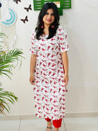 Red Bloom Office Kurta Set