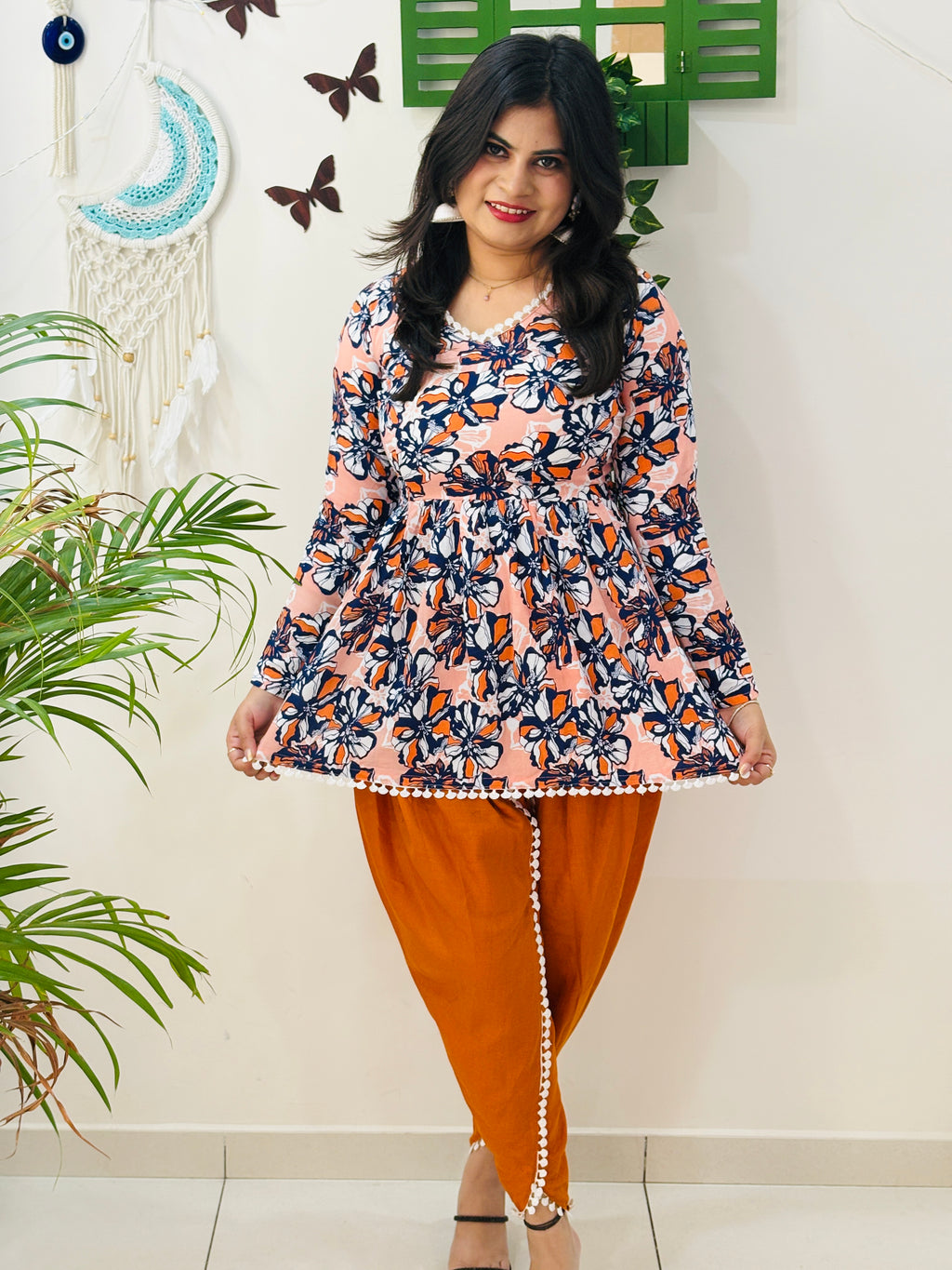 Classic Floral Office Kurti Set