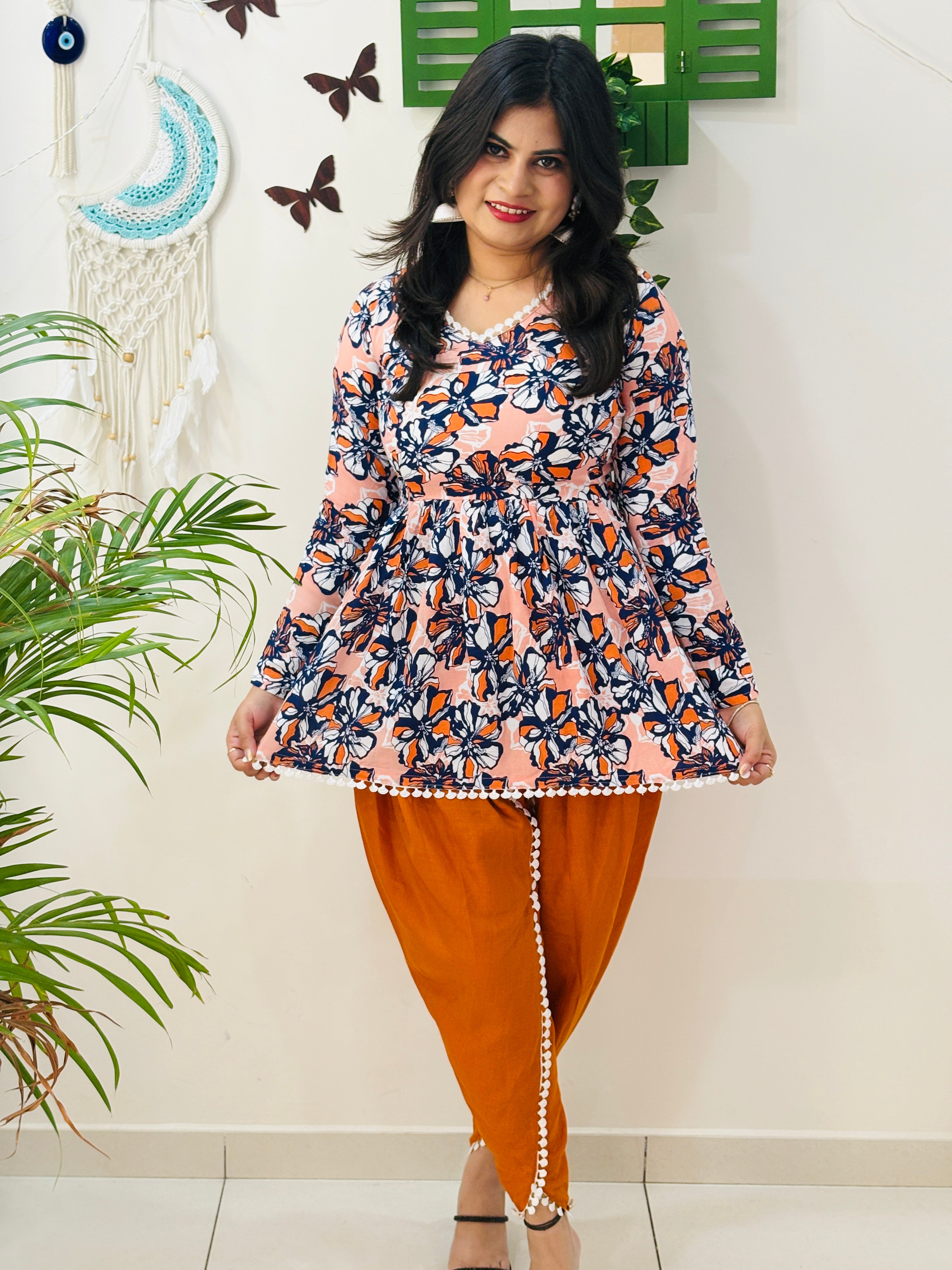 Classic Floral Office Kurti Set