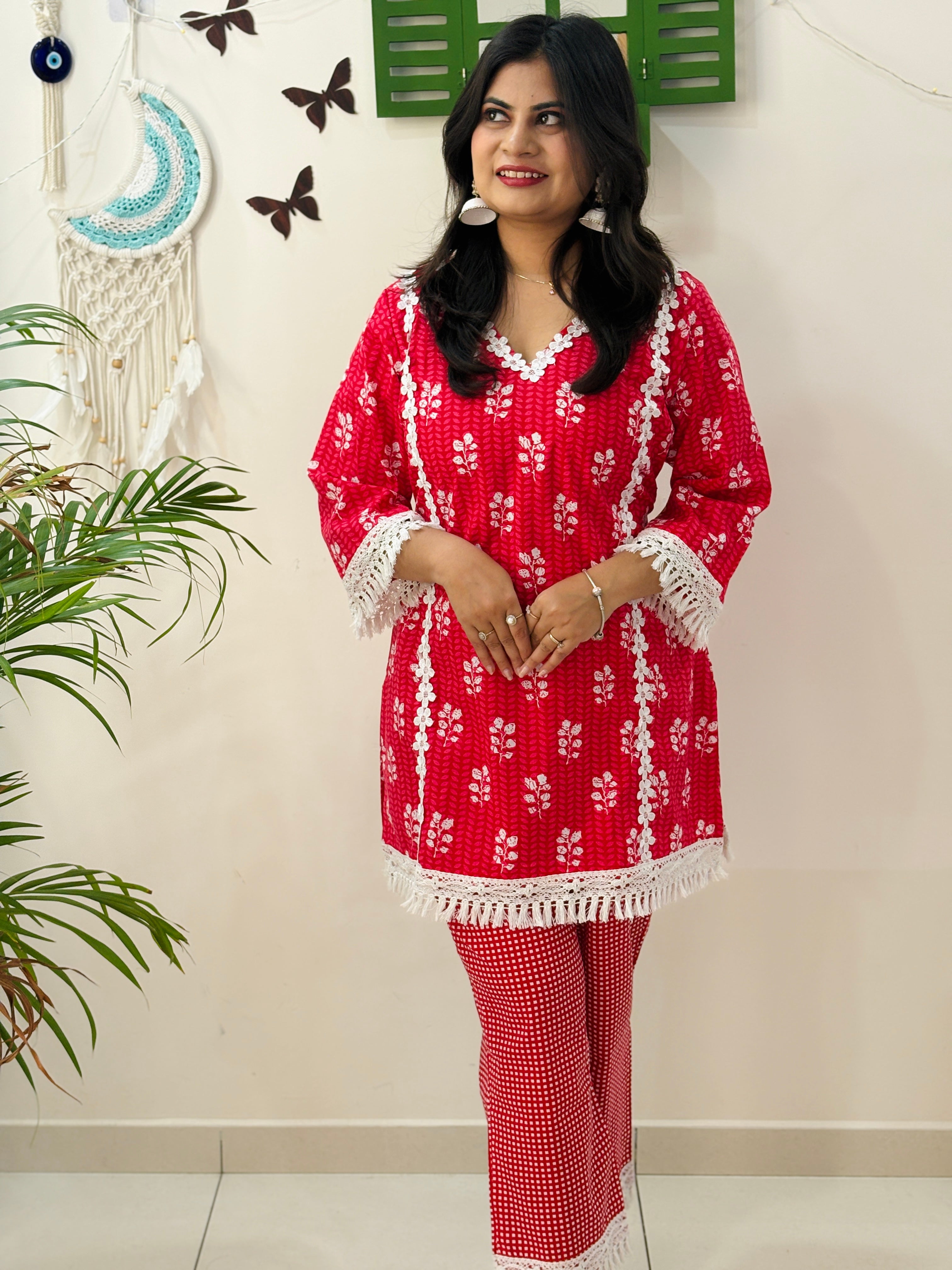 Red Petal Co-ord Set