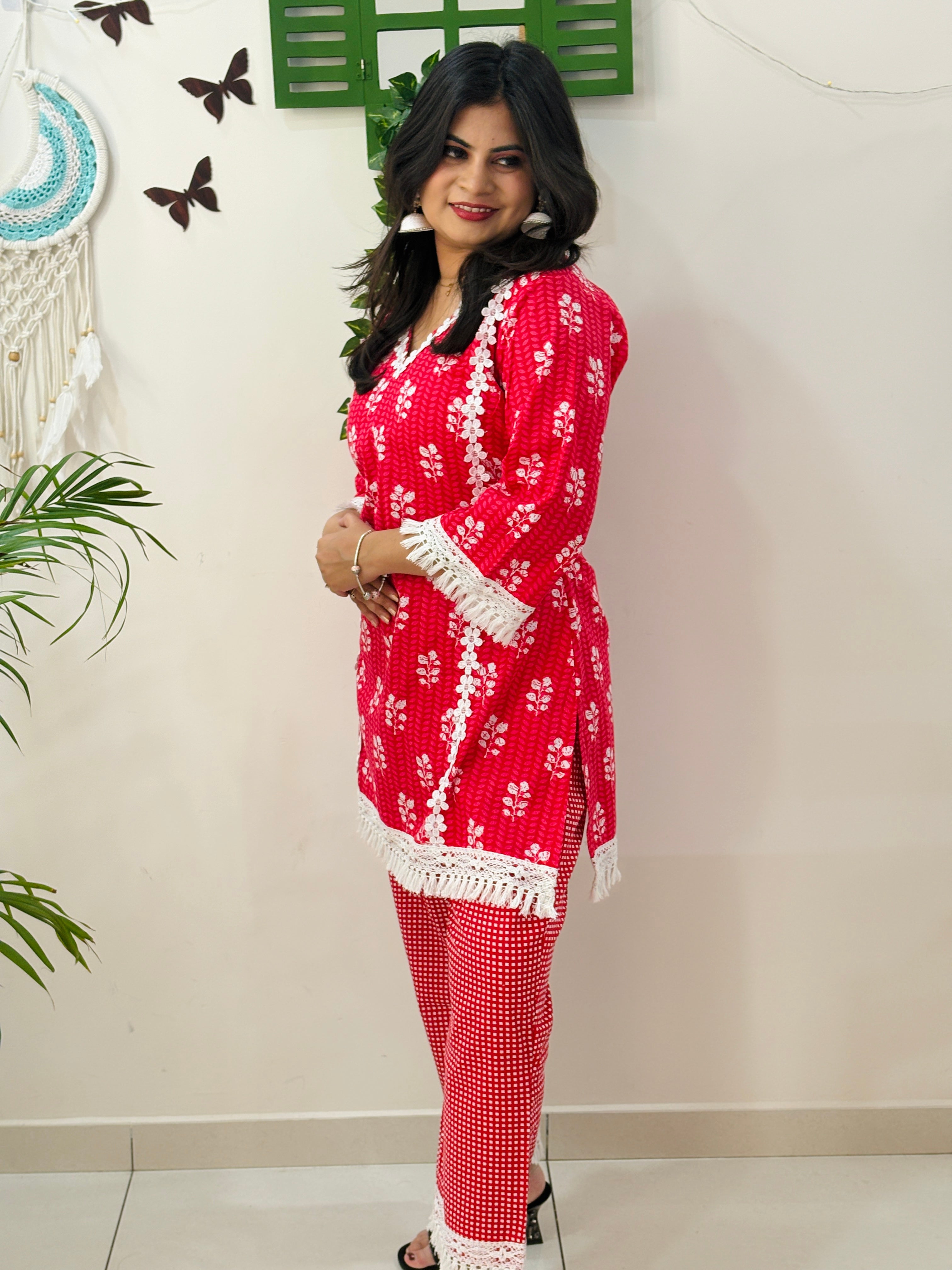 Red Petal Co-ord Set