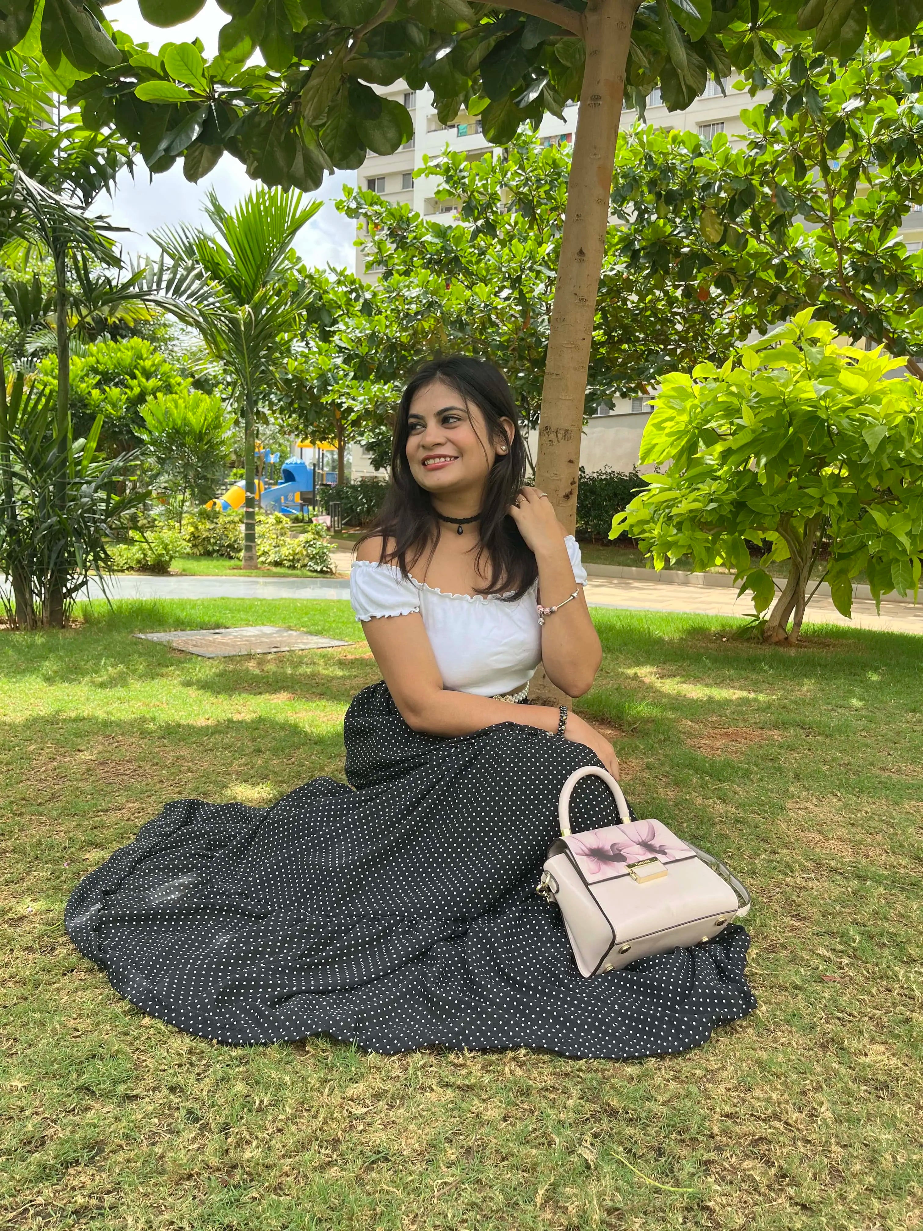 Polka Dot B&W Long Skirt