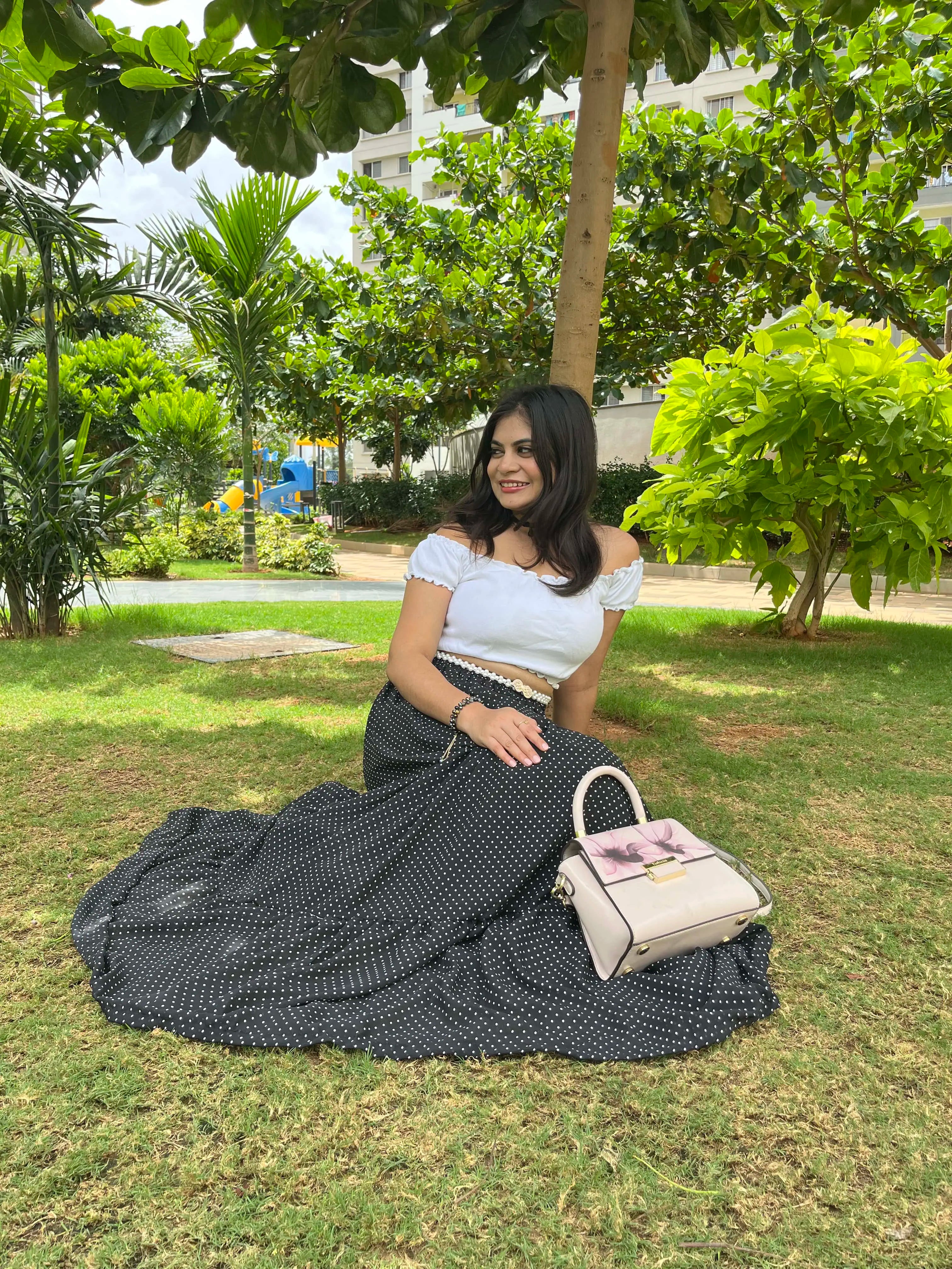Polka Dot B&W Long Skirt