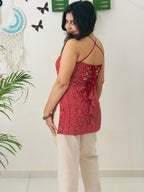 Sunehari Laal Bandhani Halter Kurti