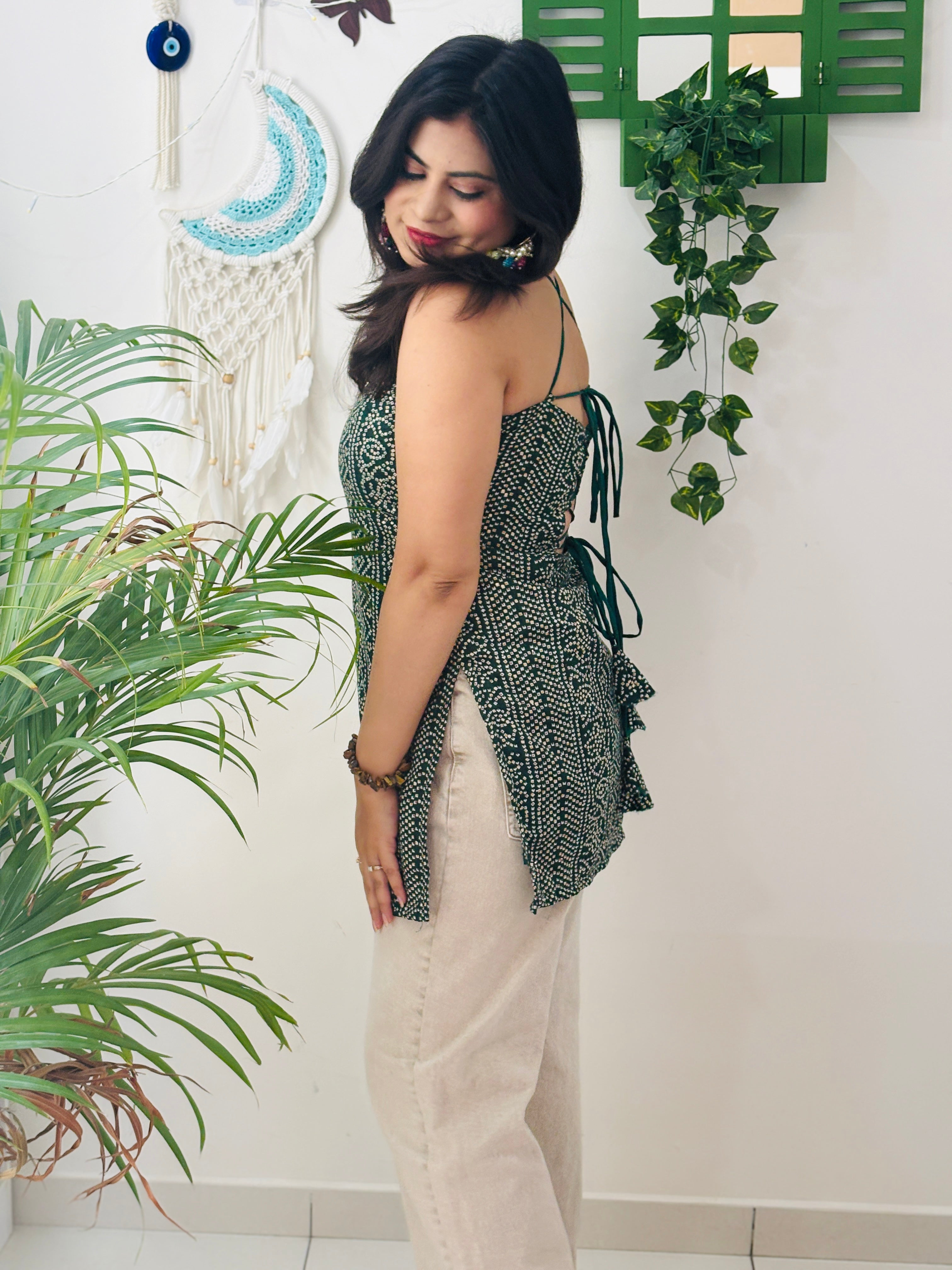 Emerald Green Bandhani Kurti