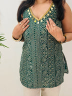 Emerald Green Bandhani Kurti