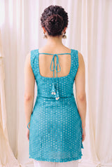 Madhuri Mirrorwork Kurti – Teal