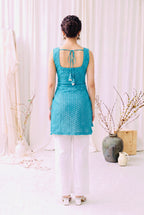 Madhuri Mirrorwork Kurti – Teal