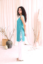 Madhuri Mirrorwork Kurti – Teal